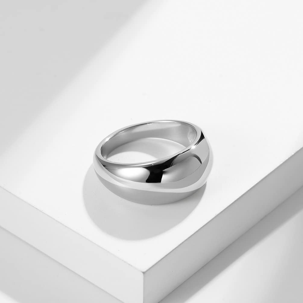 ALEXTINA Chunky Dome Ring for Women - Stainless Steel Statement Ring in Silver & Gold - Minimalist Stackable Jewelry - Fashion Gift for Her - Perfect for Everyday Wear, Parties & Special Occasions