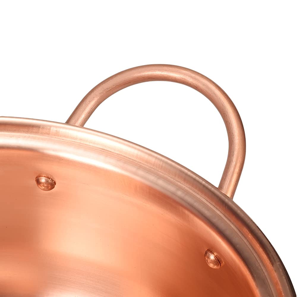 Handmade Pure Copper Goulash Kettle - 24cm Deep & Thick Copper Stock Pot for Gas Stove | Perfect for Soups, Stews & Traditional Cooking
