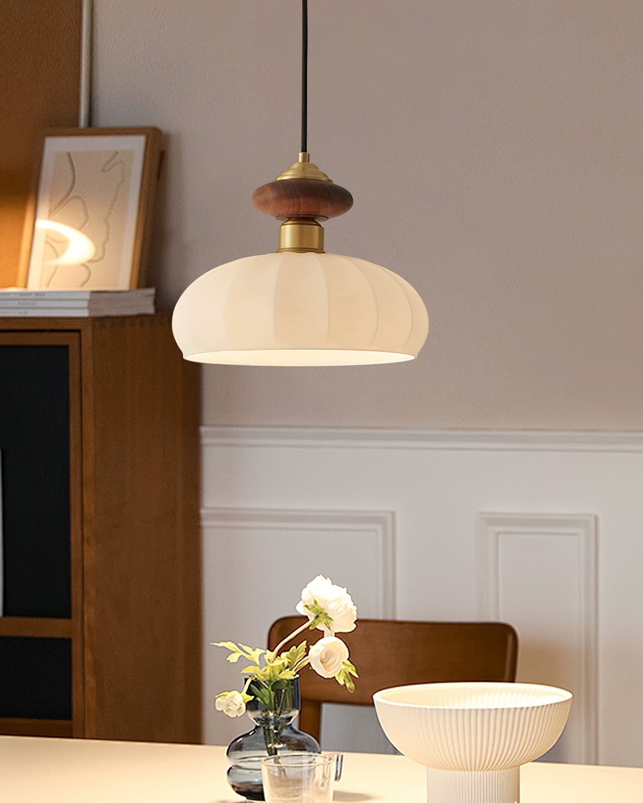 Bailey Glass Pendant Light - Modern Hanging Light Fixture for Kitchen Island, Dining Room & Bedroom - Elegant Home Decor Lighting