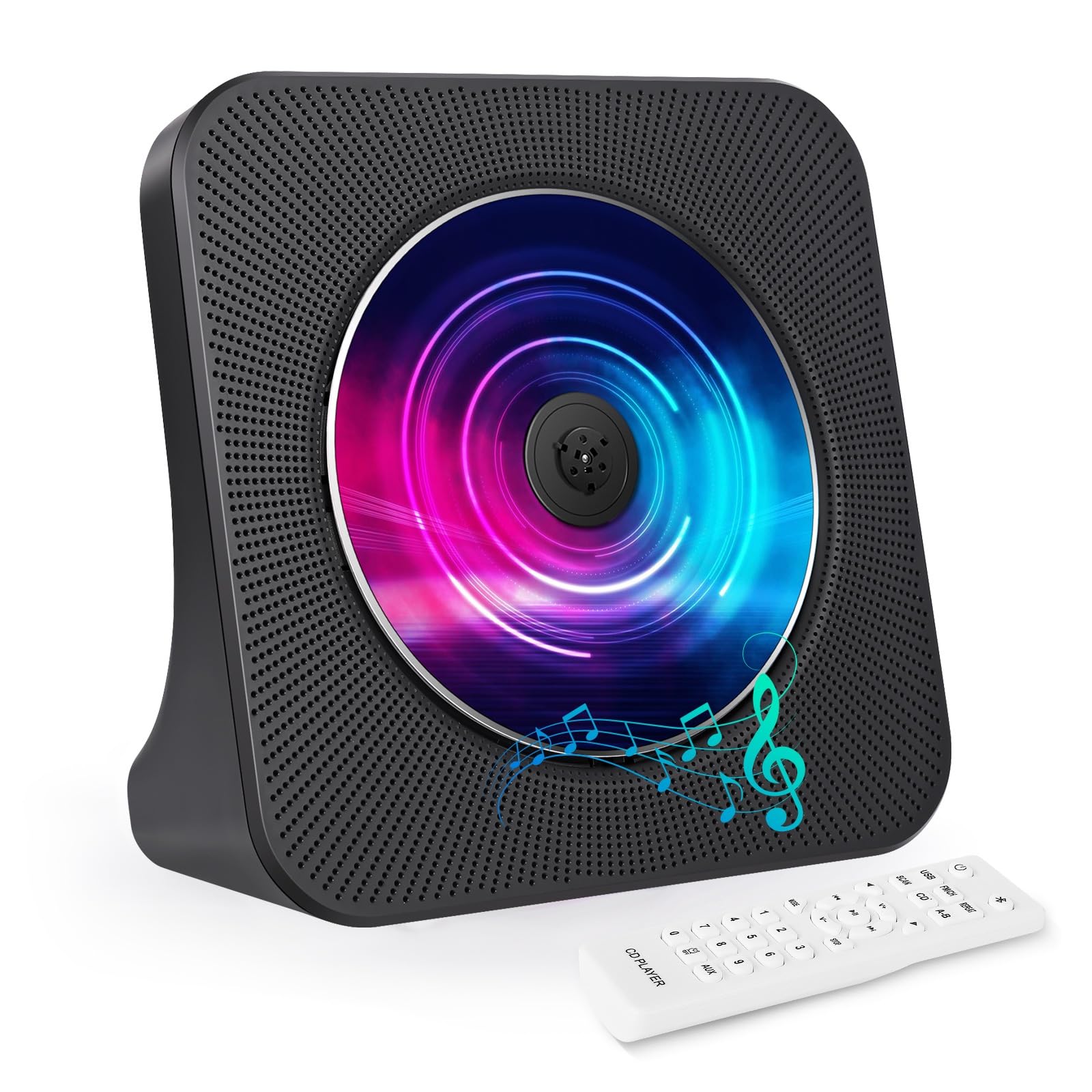 Portable Bluetooth CD Player with Built-in Speakers, AUX/USB Port, LCD Display & Remote Control - Wireless Music Streaming for Home, Office & Car Use | Dustproof Cover & Sleep Timer Function