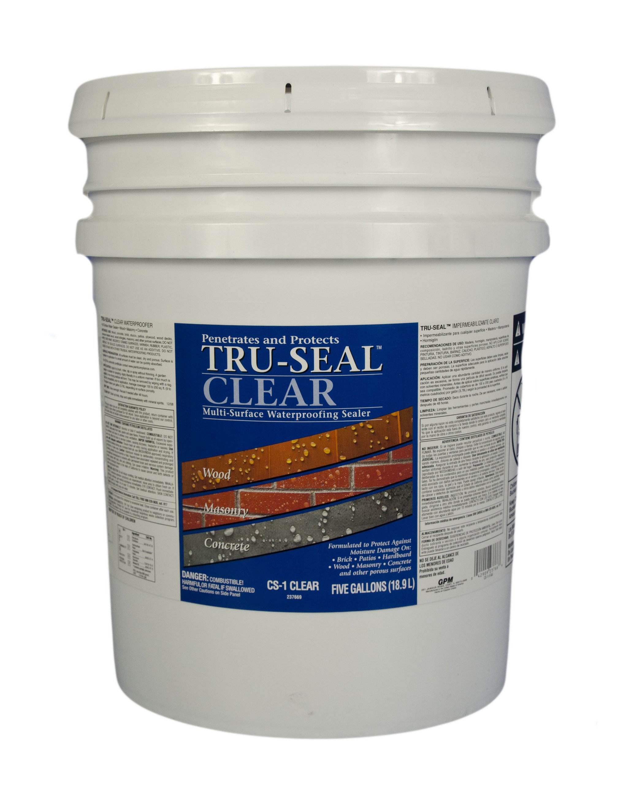 TRU-SEAL TS-1 Water-Based Multi-Surface Sealer - 5 Gallon Bucket for Floors, Concrete & Wood - General Paint & Manufacturing - Ideal for Home, Garage & Commercial Use