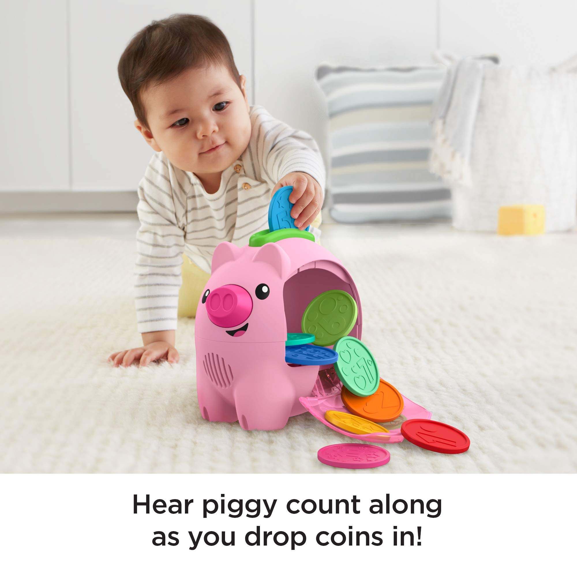 Fisher-Price Laugh & Learn Count & Rumble Piggy Bank - Interactive Musical Toy with Songs & Motion for Babies & Toddlers 6+ Months - Fun Early Learning & Money Saving Activity for Infants