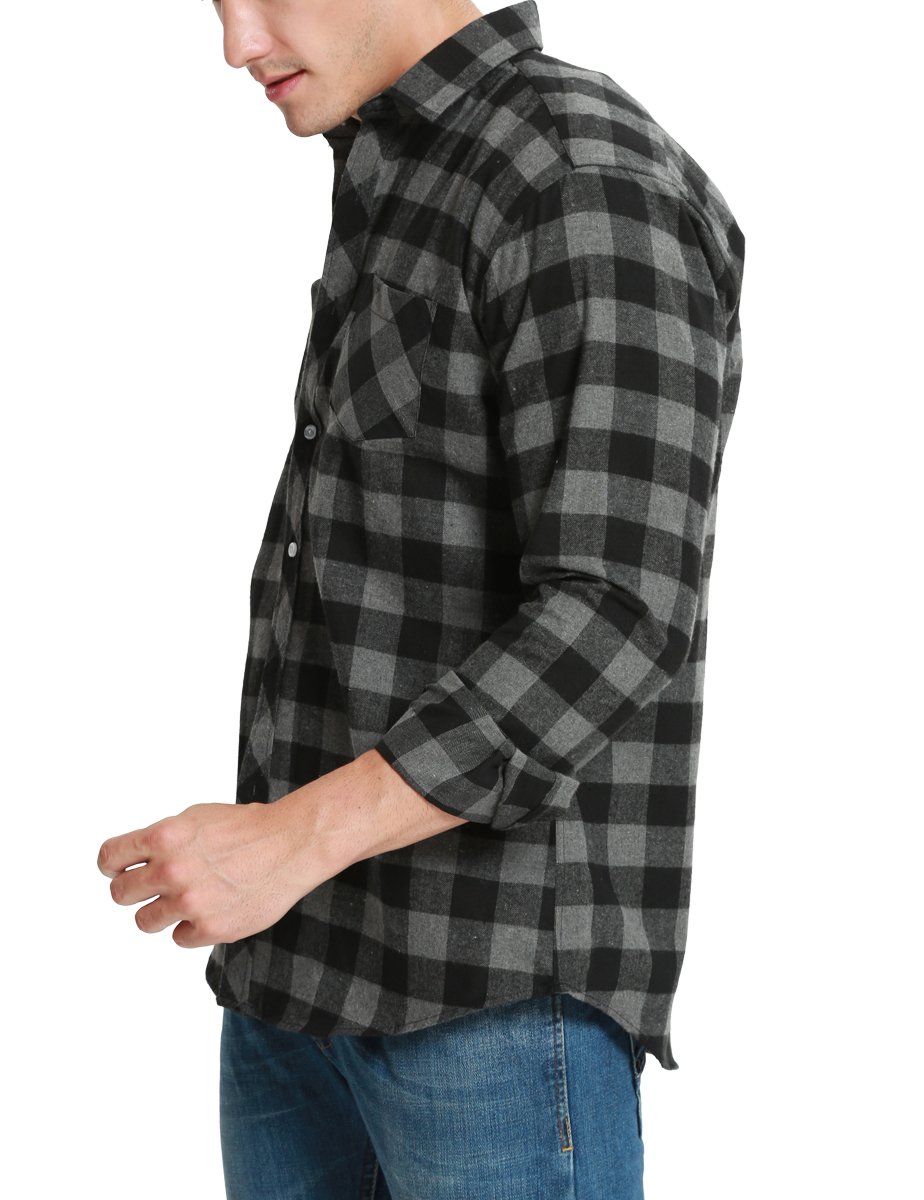 Men's Flannel Shirt Long Sleeve Plaid Button Down Shirt for Men - Soft Cotton Casual Fashion Shirt for Fall Winter Outdoor Camping Hiking