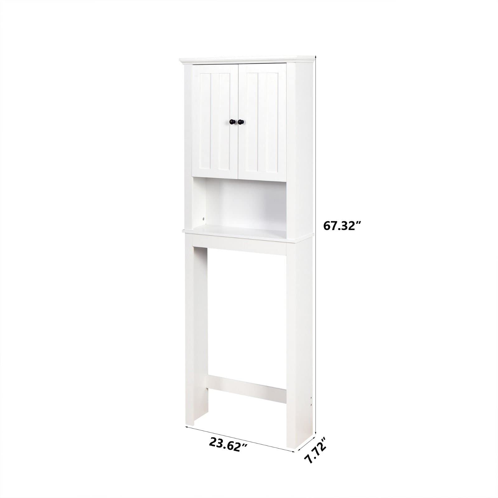 Freestanding Over-The-Toilet Storage Cabinet with Adjustable Shelves - Tall Slim Bathroom Organizer for Towels, Toiletries & More - Perfect for Small Bathrooms, Apartments & Powder Rooms