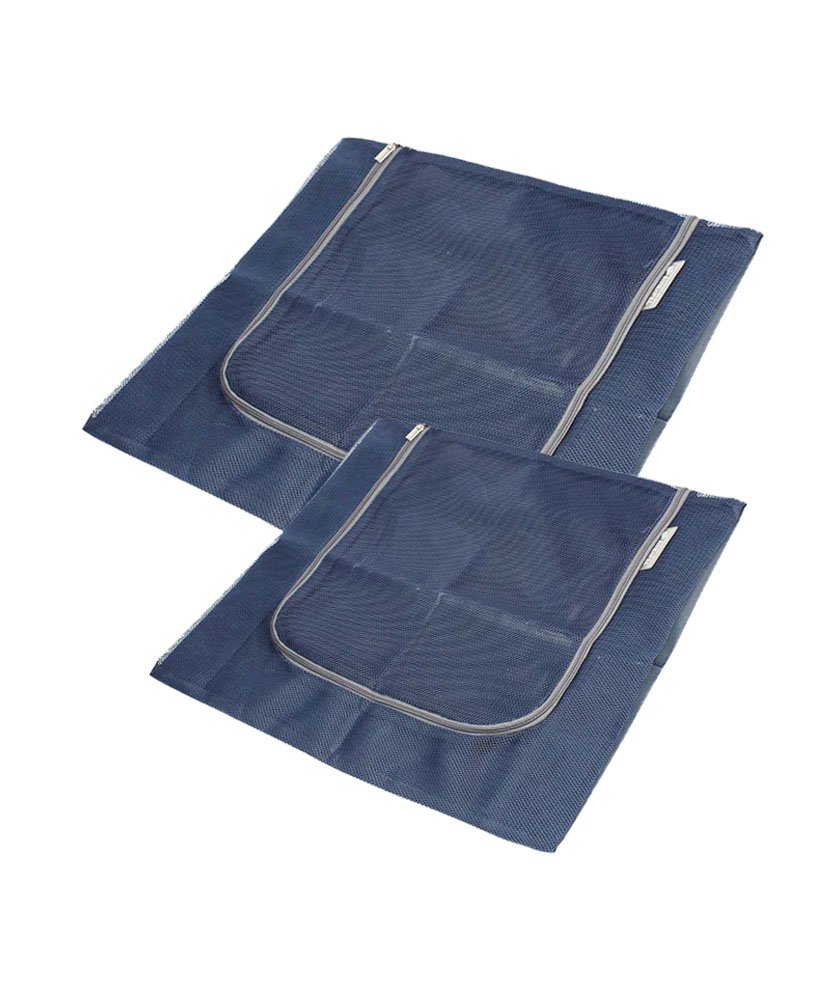 2-Pack Blue Mesh Packing Cubes with Zipper - Large & Medium Luggage Organizers for Travel | Perfect for Suitcases, Backpacks & Carry-Ons