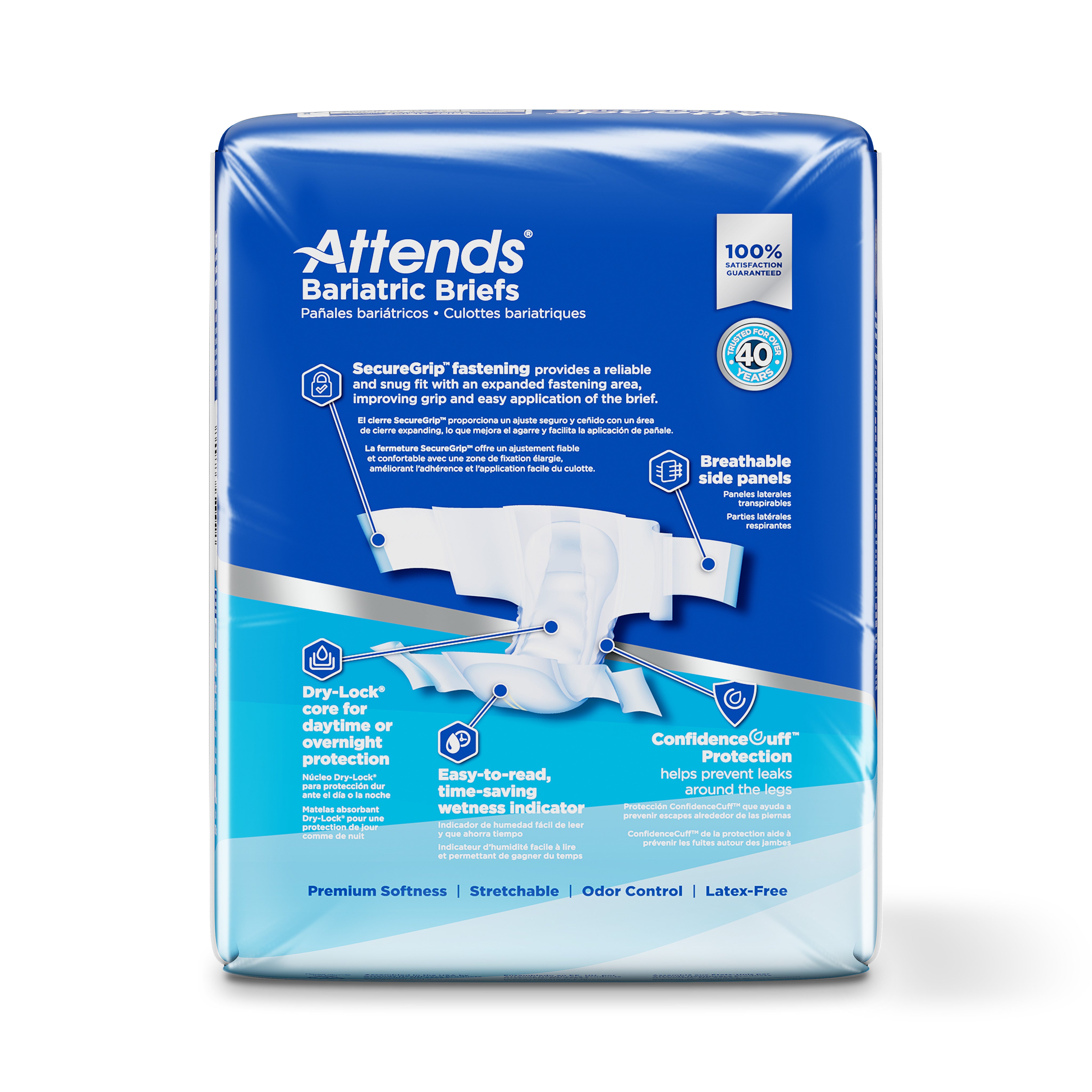 Attends Bariatric Briefs - Premium Plus Size Adult Diapers for Heavy Absorbency & Comfort - Ideal for Overnight Use, Incontinence Care & Post-Surgery Recovery