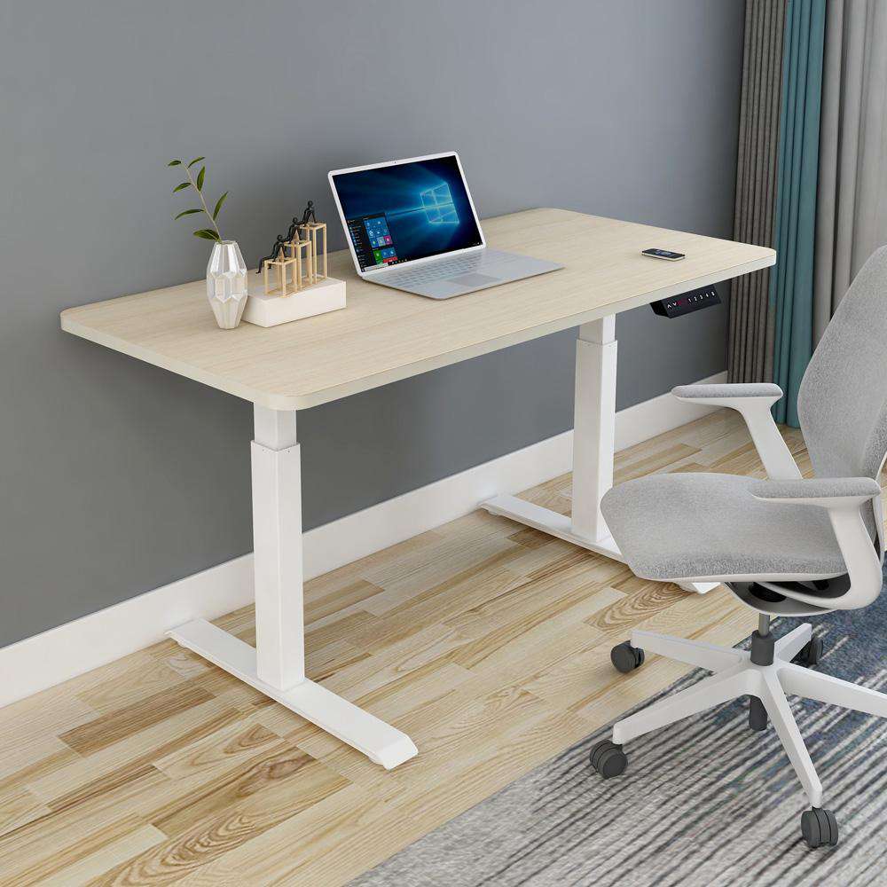 160cm Height Adjustable Electric Standing Desk - Single Motor Sit Stand Desk with Black Top & Grey Frame | Perfect for Home Office, Gaming & Workspace Ergonomics