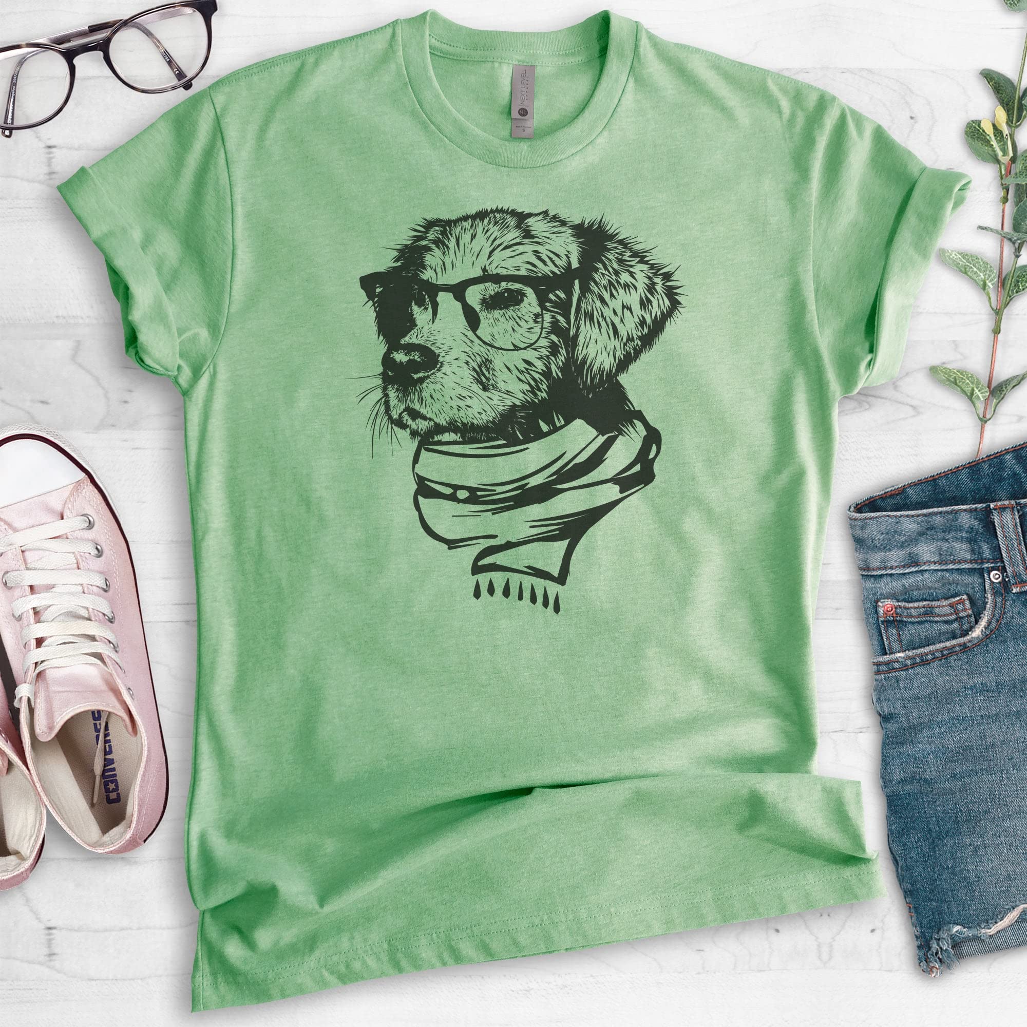Stylish Hipster Dog Graphic T-Shirt for Men & Women - Cute Dog Lover Tee with Glasses Design - Perfect Gift for Pet Owners - Great for Casual Wear, Dog Parks, and Nerdy Outings