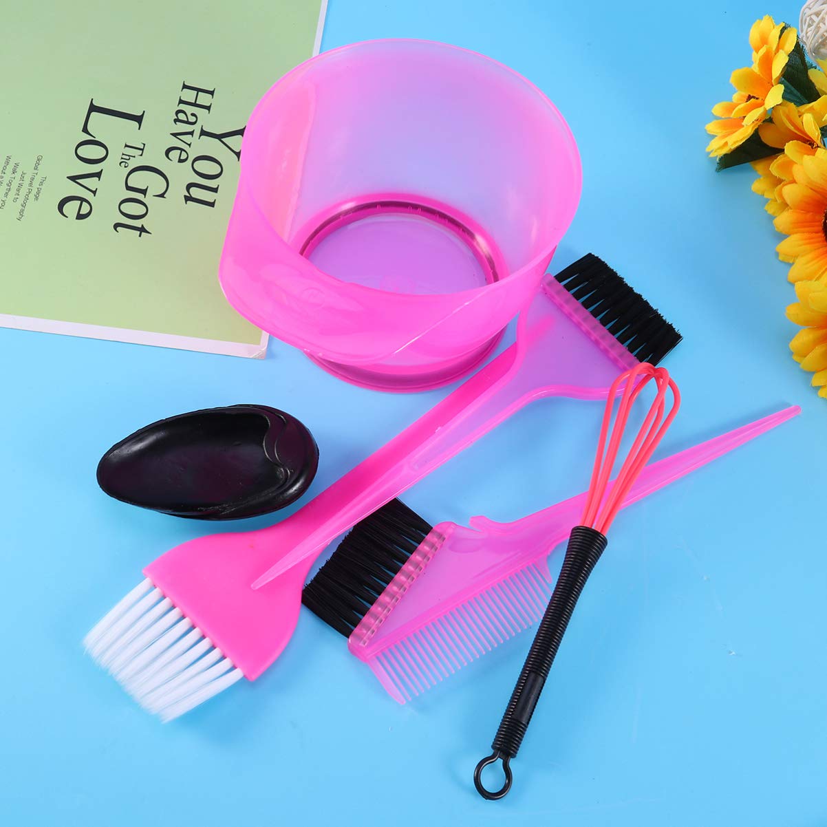 Beaupretty 6pcs Professional Hair Dye Coloring Kit with Color Bowl, Dyeing Brush & Bleach Tools - Salon & Home Hair Coloring Set for DIY Highlights, Ombre & Balayage
