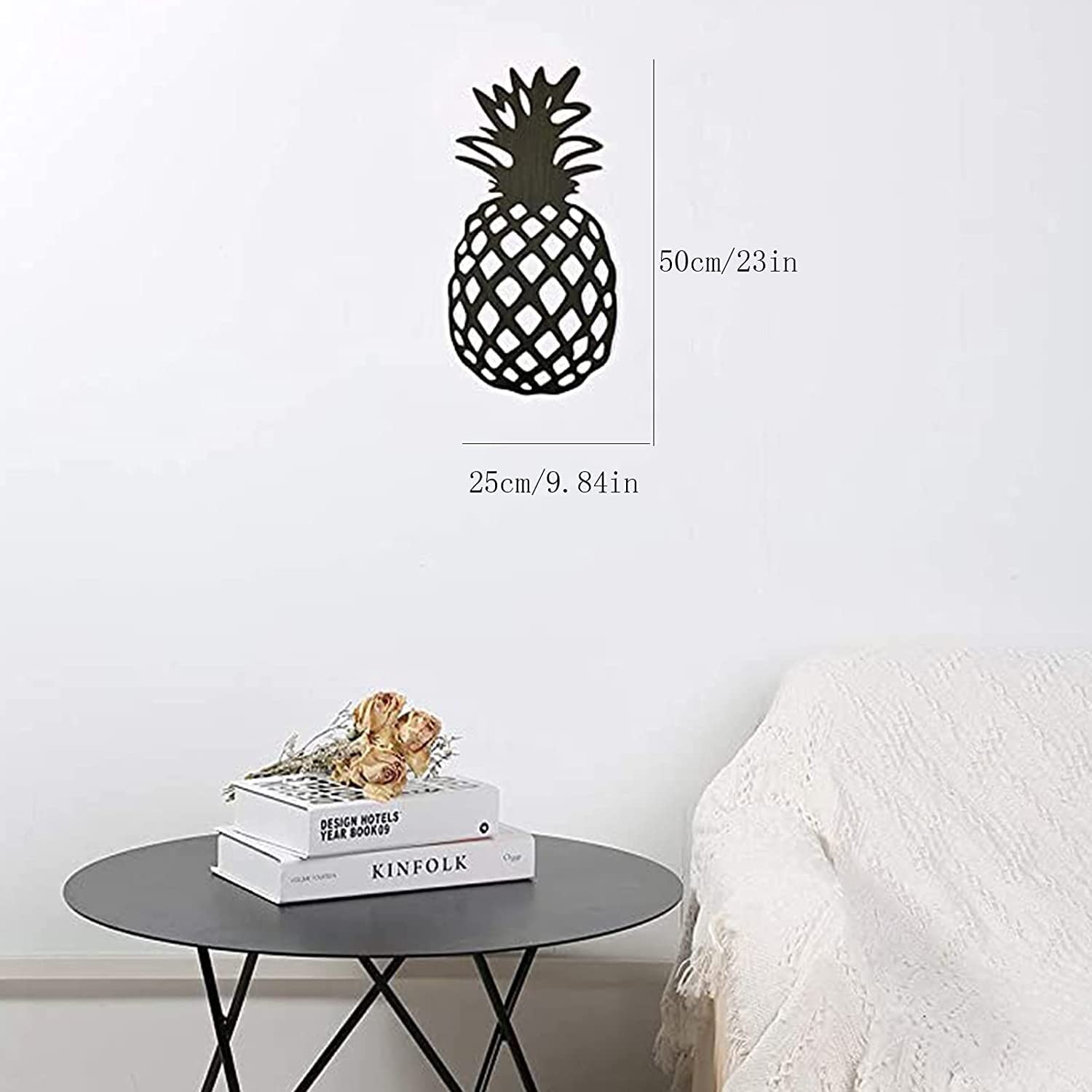 Rustic Metal Pineapple Wall Art Sculpture - Tropical Geometric Wall Decor for Kitchen, Bedroom, Living Room - Handmade Metal Wall Hanging for Home & Office Decor