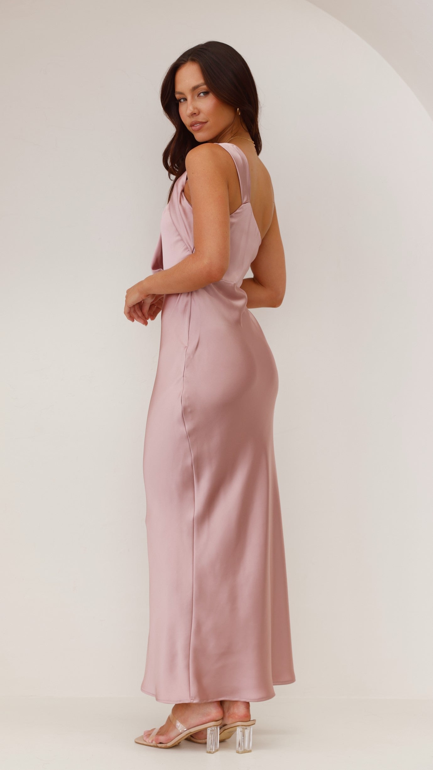Greta Maxi Dress for Women - Elegant Dusty Pink Flowy Long Dress for Summer, Beach, Wedding & Special Occasions