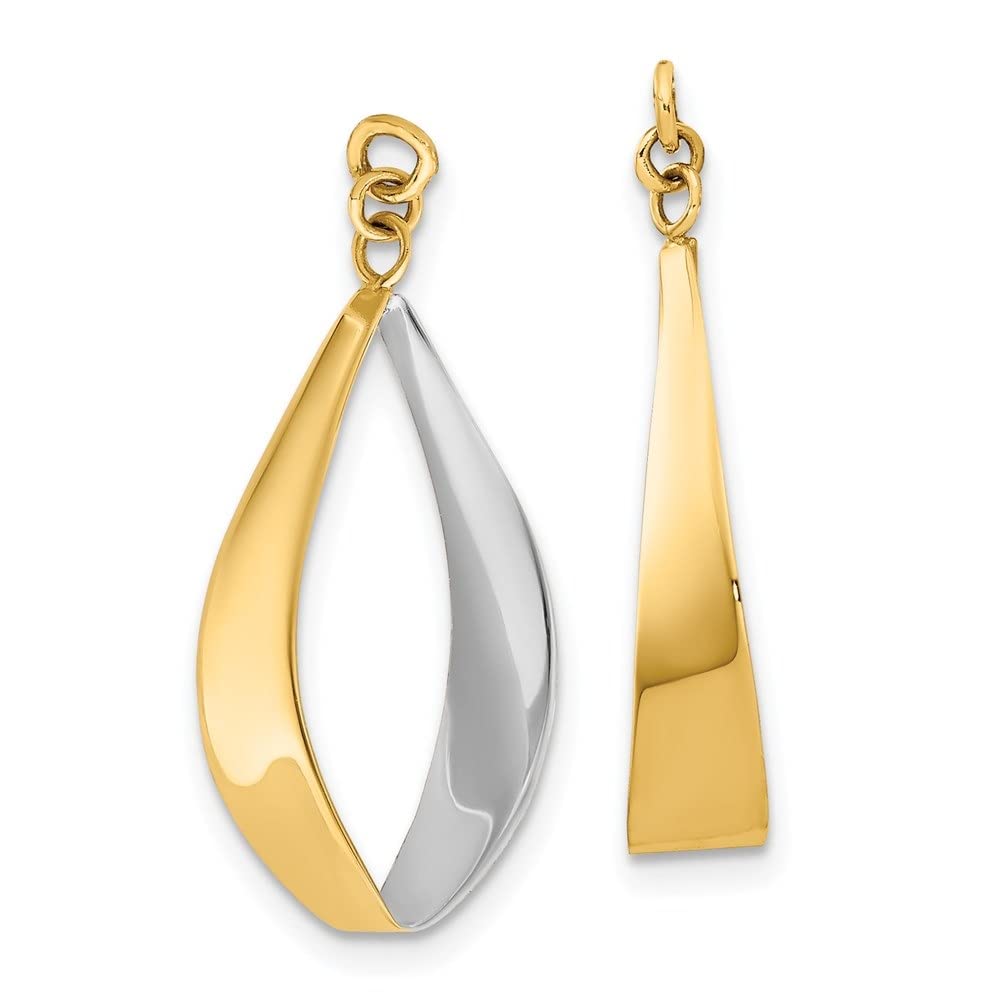 14K Yellow Gold & Rhodium Plated Reversible Dangle Earring Jackets for Women | Diamond2Deal Fine Jewelry | Wedding, Party & Everyday Wear