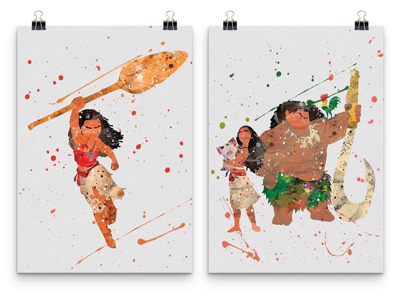 Moana Wall Art Prints 2-Pack - Tropical Room Decor for Kids & Nursery