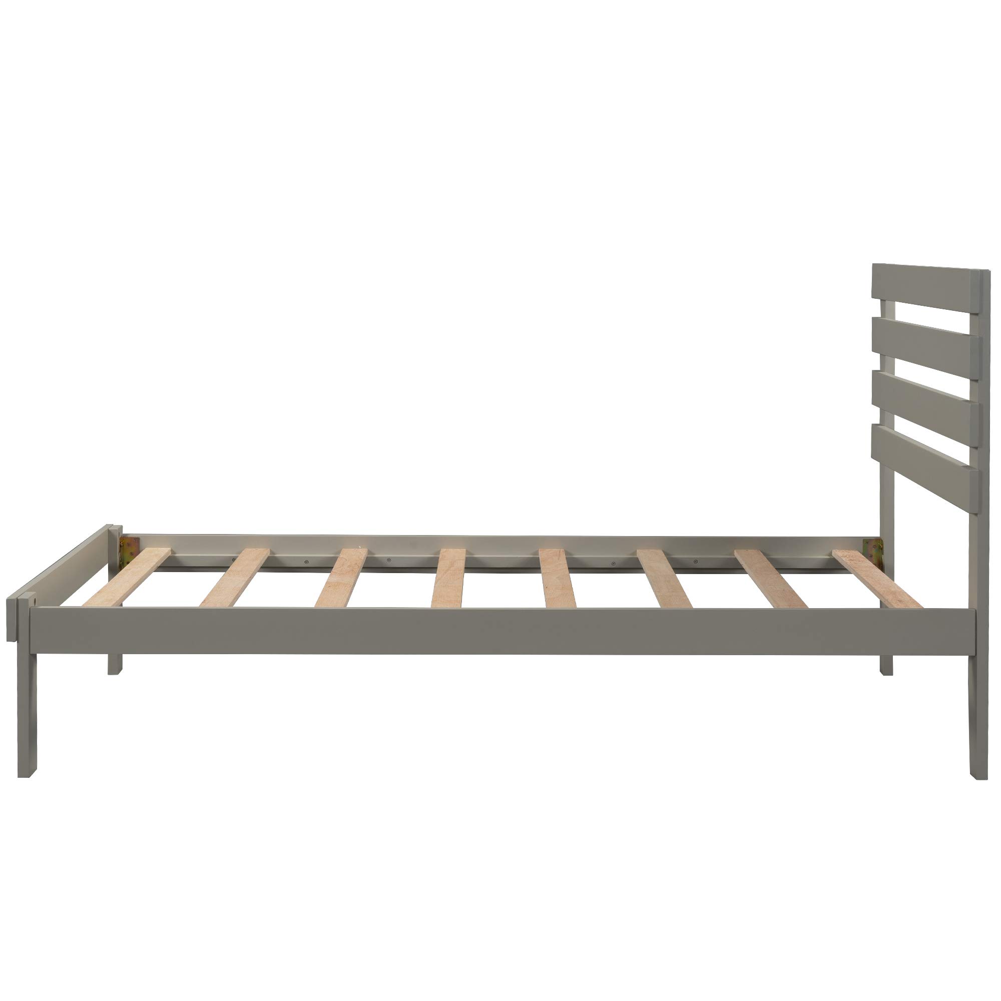 Solid Wood Twin Size Loft Bed Frame with Twin Platform Bed, 3 Storage Shelves & Safety Guardrail - Space Saving Kids & Teens Bedroom Furniture for Small Rooms (Gray) - Perfect for Dorms, Apartments & Shared Kids' Rooms
