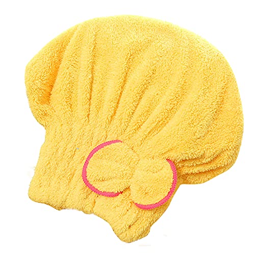 BDYJY 1PC Microfiber Quick-Drying Hair Towel Wrap for Women & Girls - Cute Ears Bath Turban Cap, Lightweight Headscarf for Shower, Swimming & Spa (Yellow Blue #30) - Perfect for Post-Wash, Gym & Travel