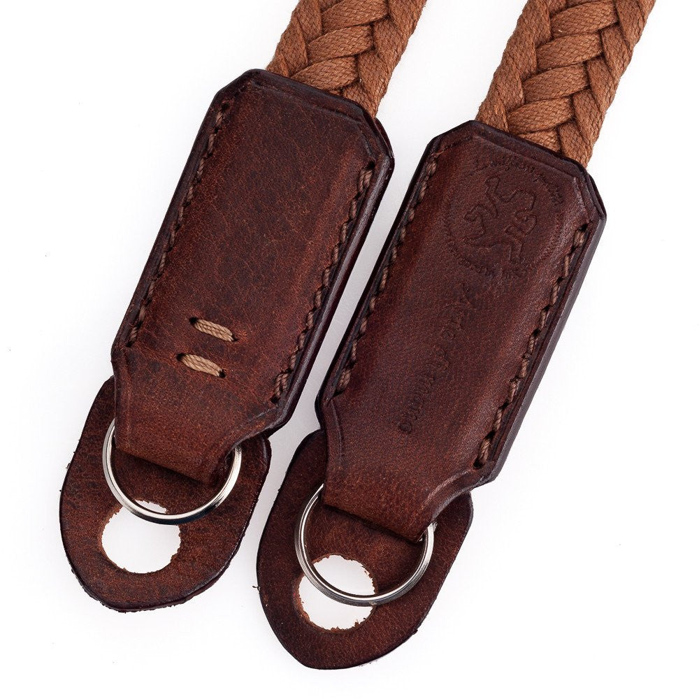 Arte di Mano Waxed Cotton Camera Neck Strap XL 120cm - Brown Waxed Cotton with Rally Volpe Leather Accents for DSLR Mirrorless Cameras - Perfect for Travel Photography & Outdoor Shooting