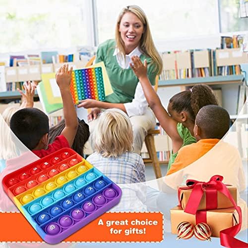Double-Sided Pop It Alphabet & Numbers Chart - Reversible Educational Math Game Tool for Kids, Sensory Fidget Toy for Stress Relief, ADHD & Anxiety - Perfect for Classroom Learning & Home Schooling (ABC/123)
