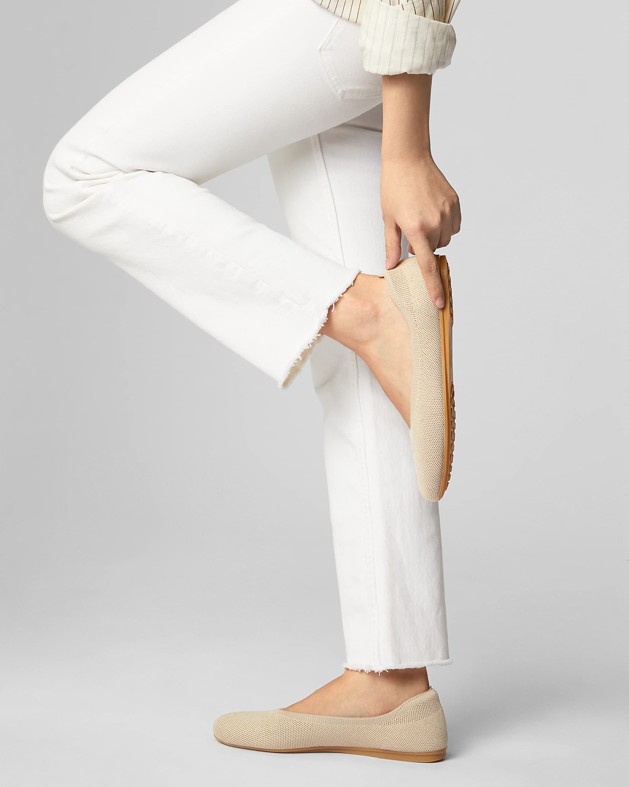 Arromic Women's Washable Knit Ballet Flats - Comfortable Round Toe Slip-On Shoes with Heel Cushions for Business Casual, Office, Work & Wedding | Soft Dressy Flats for Everyday Wear, Travel & Professional Occasions