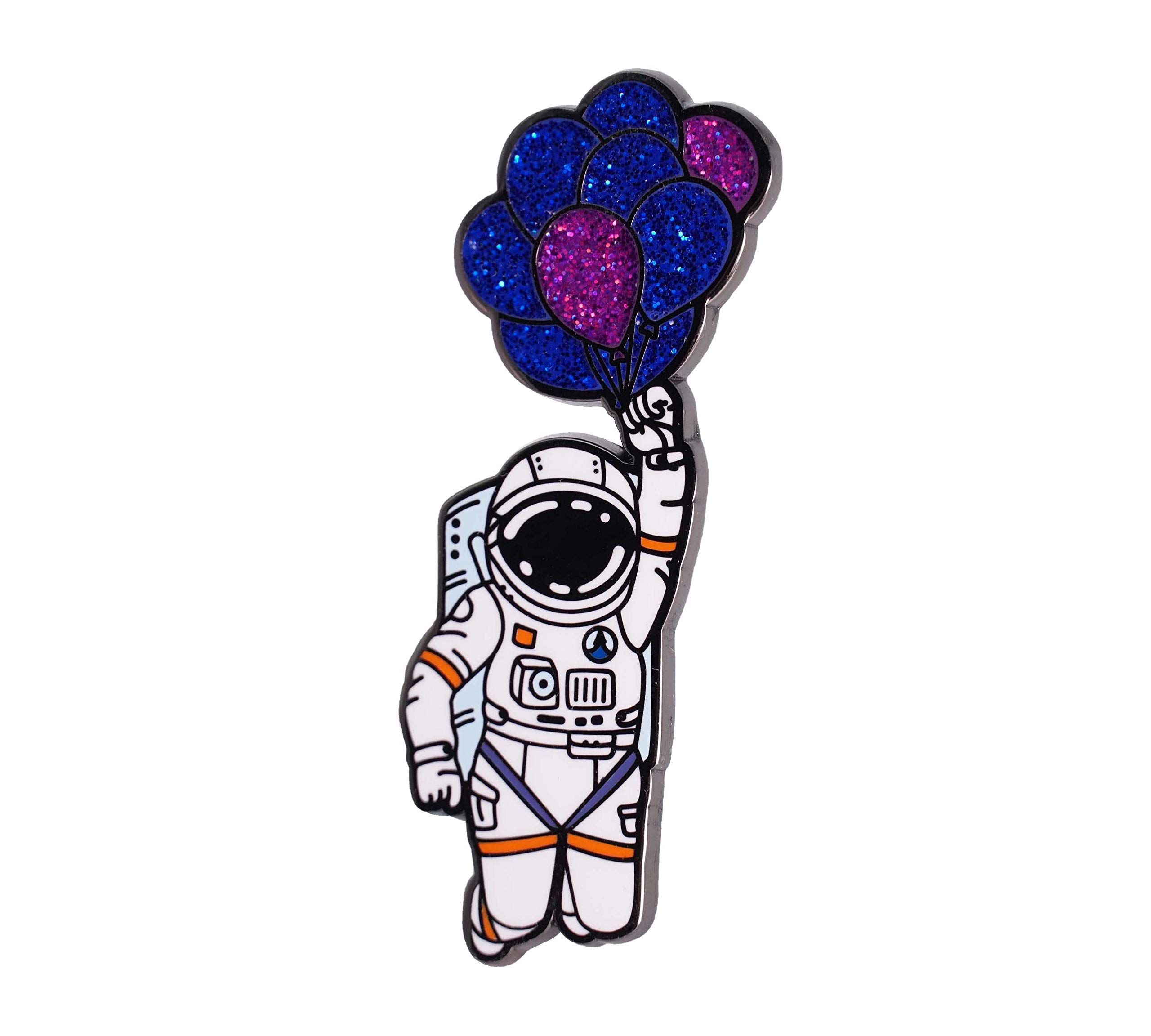 Vintage Astronaut Holding Balloons Enamel Pin - Space Themed Brooch for Jackets, Backpacks & Gifts - Unique Collectible Jewelry for Sci-Fi Fans