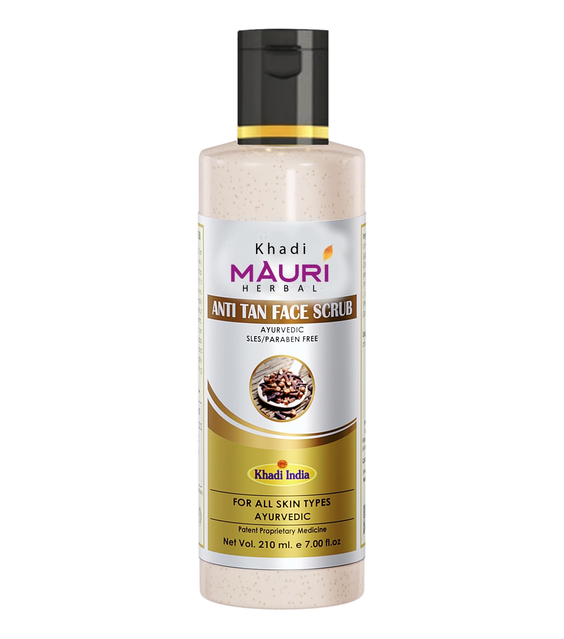 Khadi Mauri Herbal Anti-Tan Face Scrub - Removes Tan, Prevents Sun Damage & Brightens Skin - 210ml (7.4oz) Yellow - Natural Ayurvedic Skincare for Sun Protection & Complexion Enhancement - Perfect for Post-Sun Exposure & Daily Glow Routine