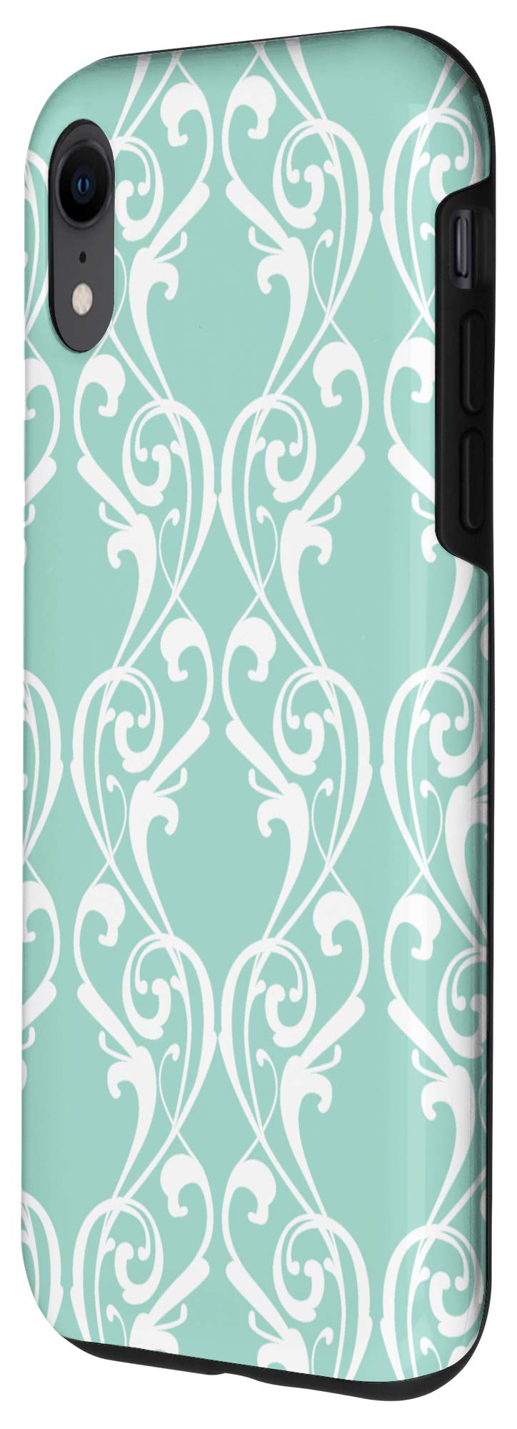 iPhone XR Case - Elegant Teal & White Victorian Pattern Design - Durable Protective Cover for Everyday Use & Special Occasions