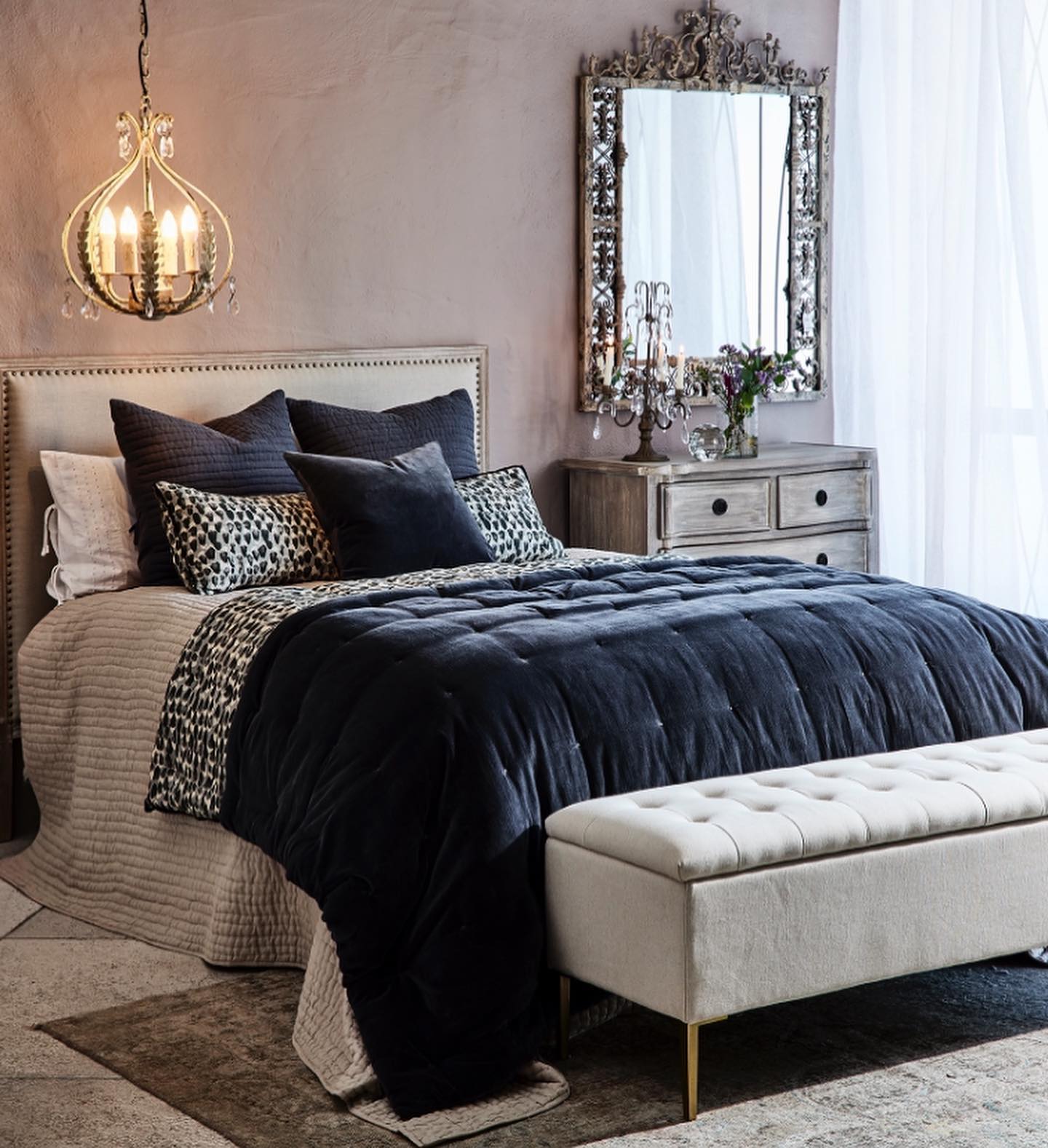 Bambury Oak & Linen Upholstered Headboard Queen Size - Elegant Bedroom Furniture for Master Bed, Guest Room & Home Decor