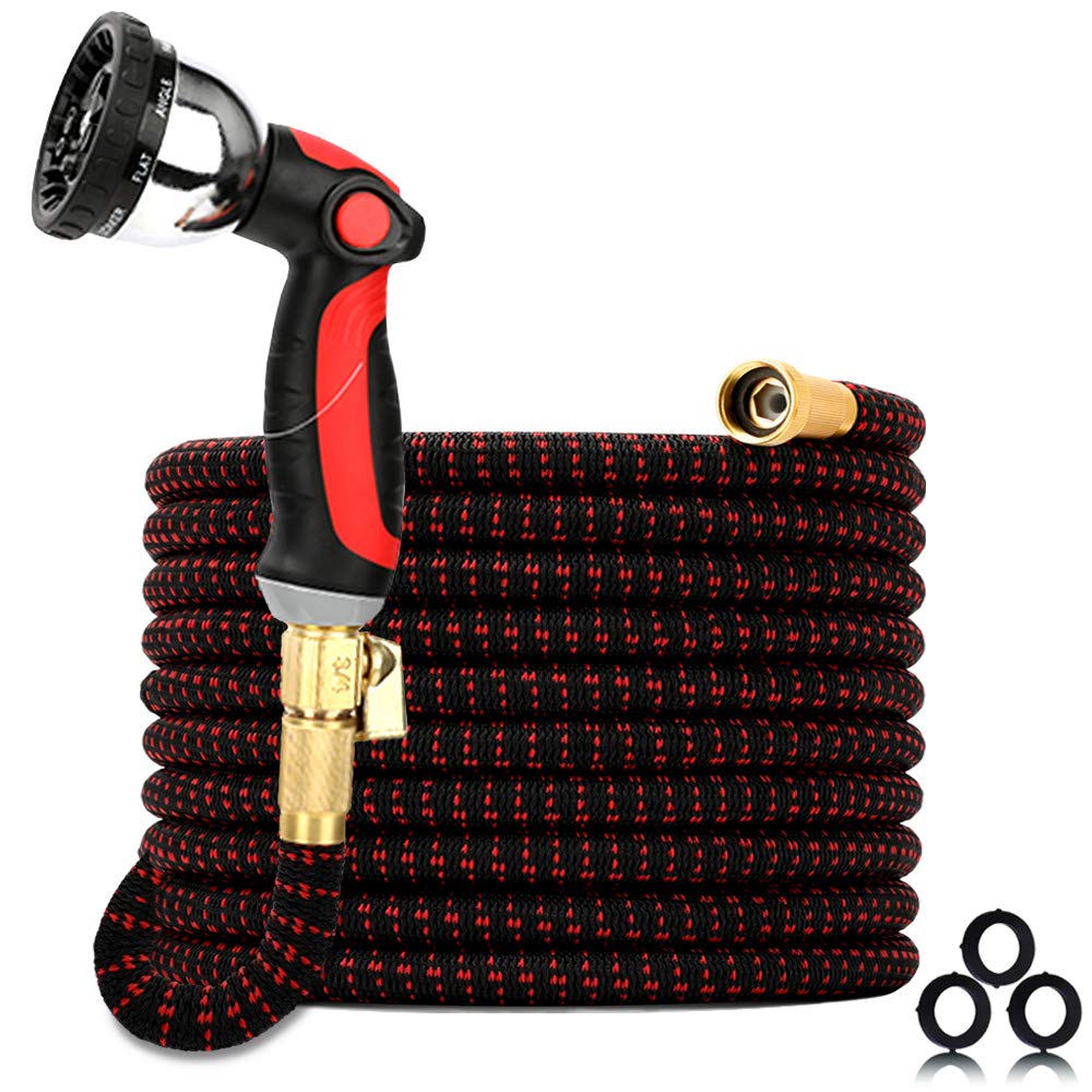 Expandable Garden Hose 25 FT - No Leak, No Kink, Flexible & Durable Lightweight Water Hose with 10 Function Spray Nozzle, 3/4