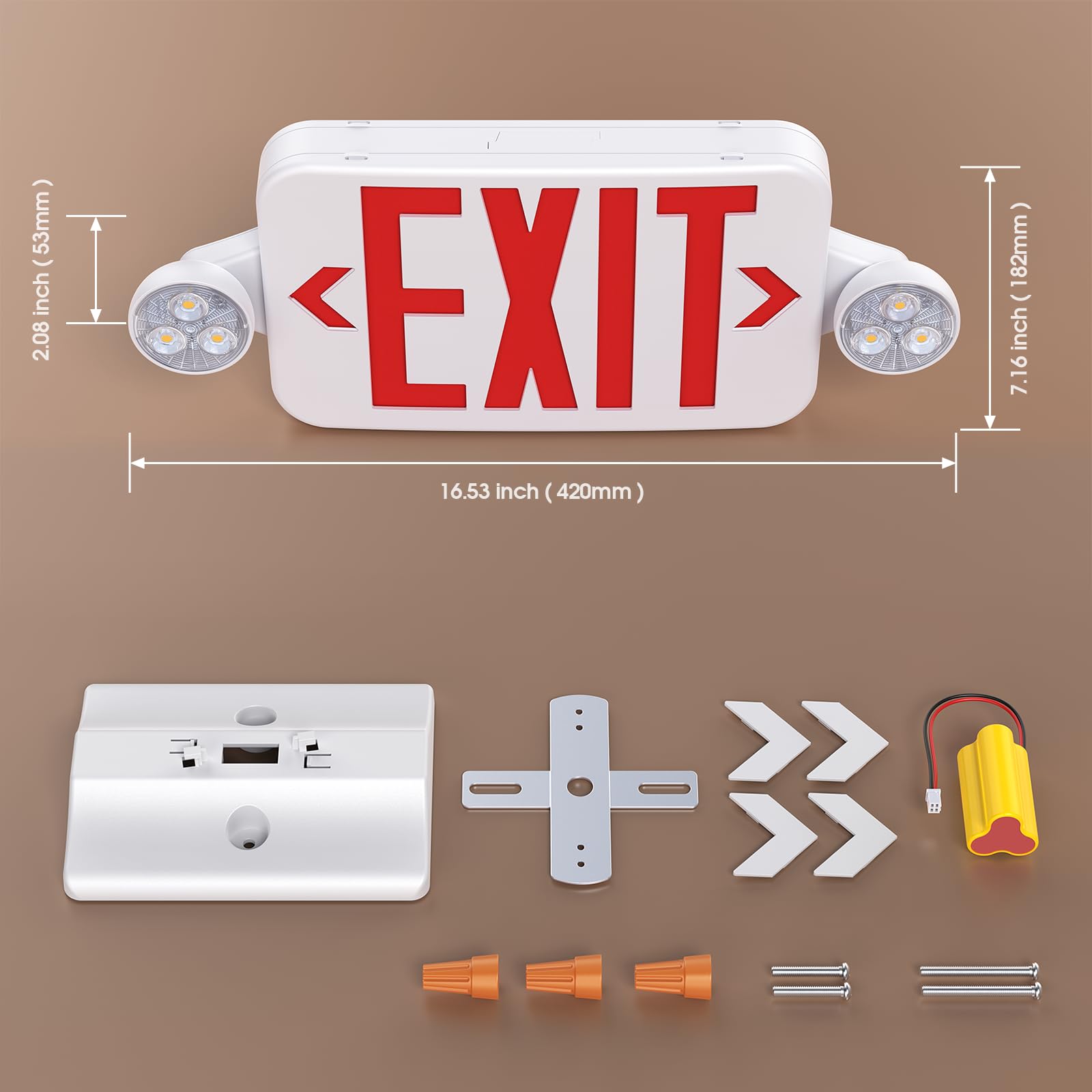 UL Listed Emergency Exit Sign Light Combo with Battery Backup - 6 LED Double Sided Hardwired, Adjustable Red Lighting for Ceiling/Wall Mount (AC 120/277V, 4 Pack) - Perfect for Offices, Schools, Hotels and Commercial Buildings