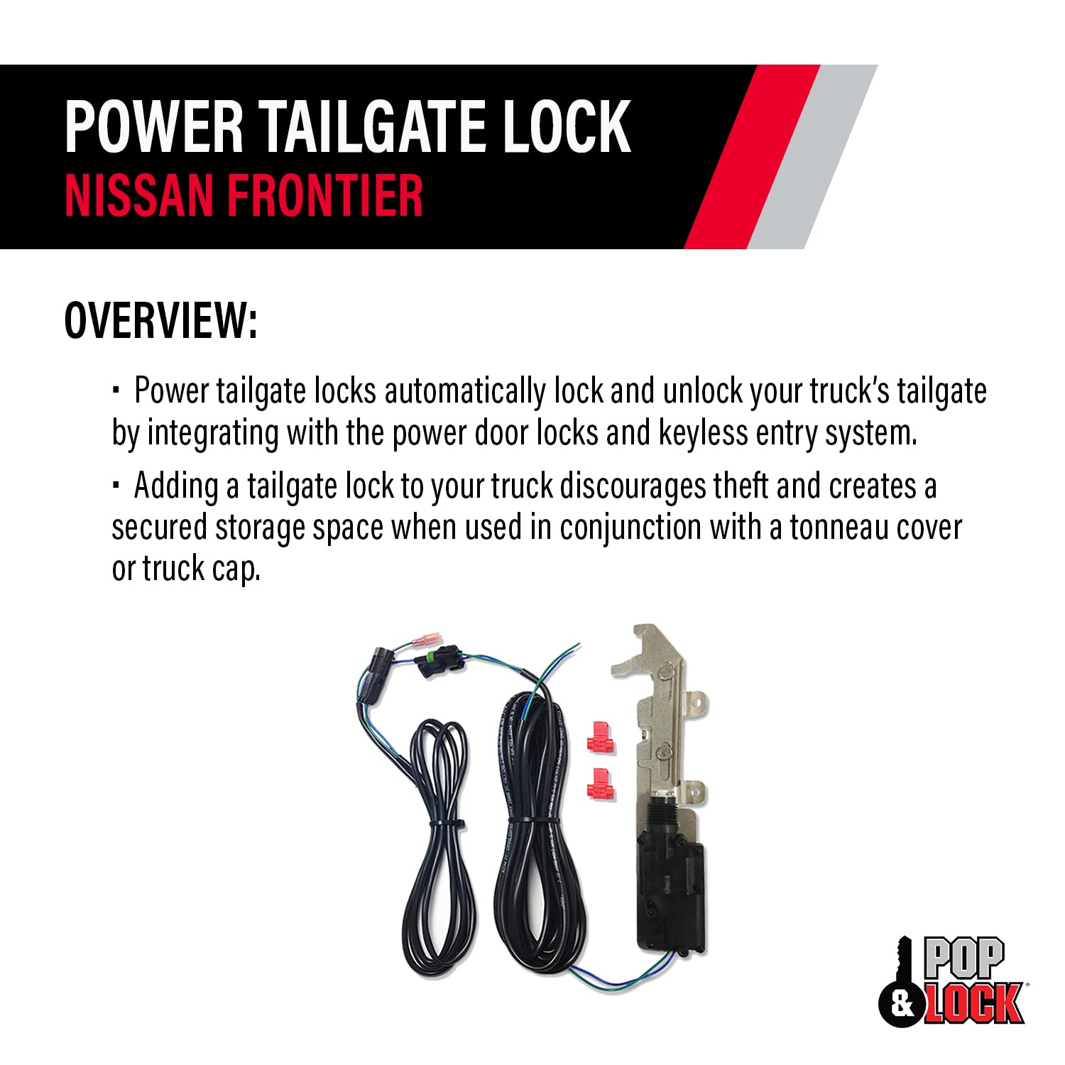 Pop & Lock PL8450 Power Tailgate Lock for Nissan Frontier - Secure Remote-Controlled Truck Bed Access | Ideal for Hauling, Camping & Off-Road Adventures