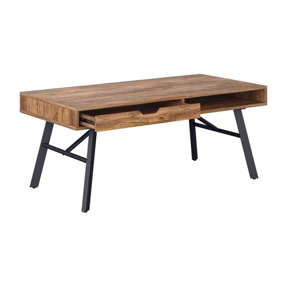 CorLiving Auston Rustic Brown Engineered Wood Coffee Table with Wood Grain Finish - Perfect for Living Room, Home Decor & Farmhouse Style Furniture