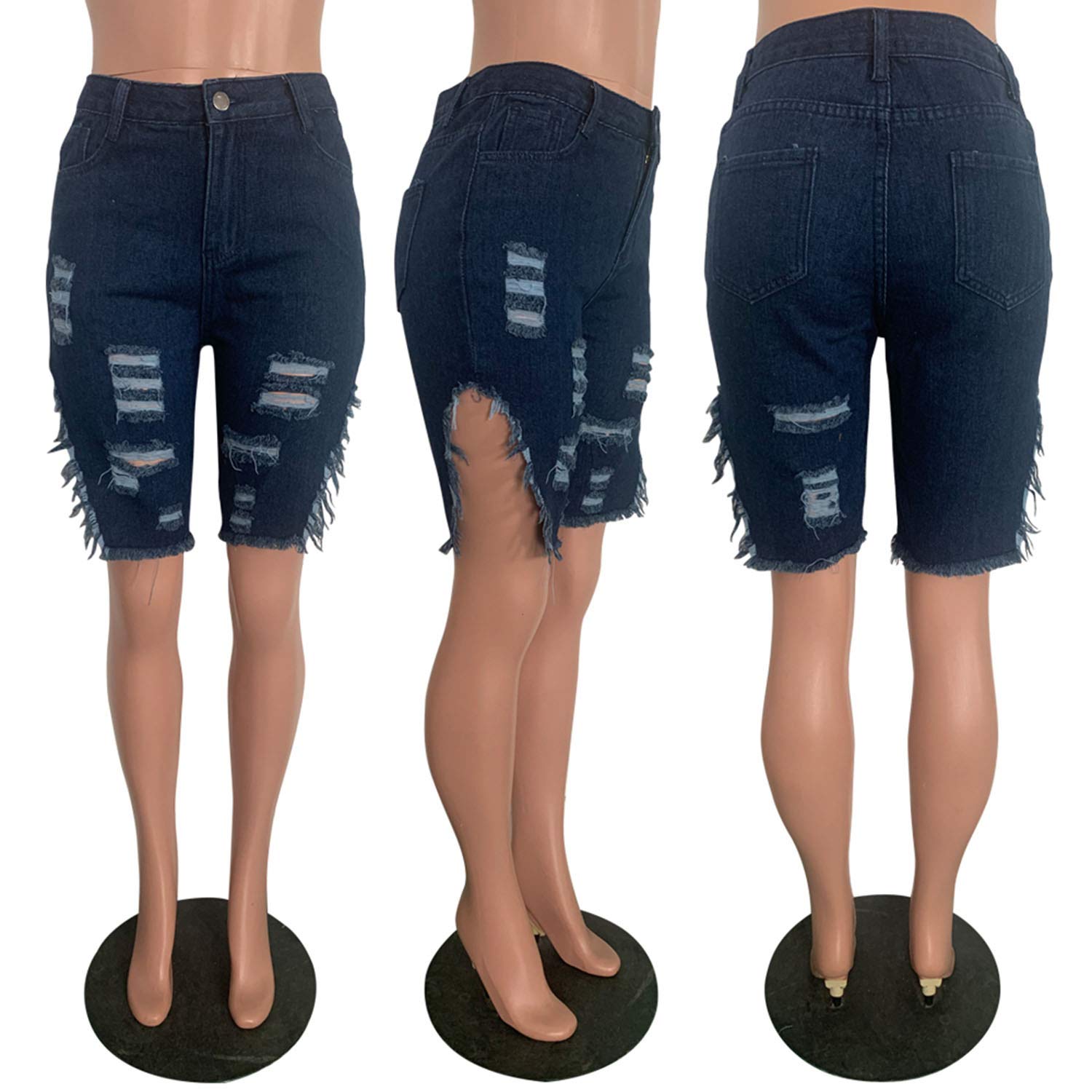SIAEAMRG High Waisted Women's Denim Shorts - Stretchy Summer Jean Shorts with Frayed Raw Hem for Teen Girls | Casual Wear, Beach Outfits, Street Style Fashion