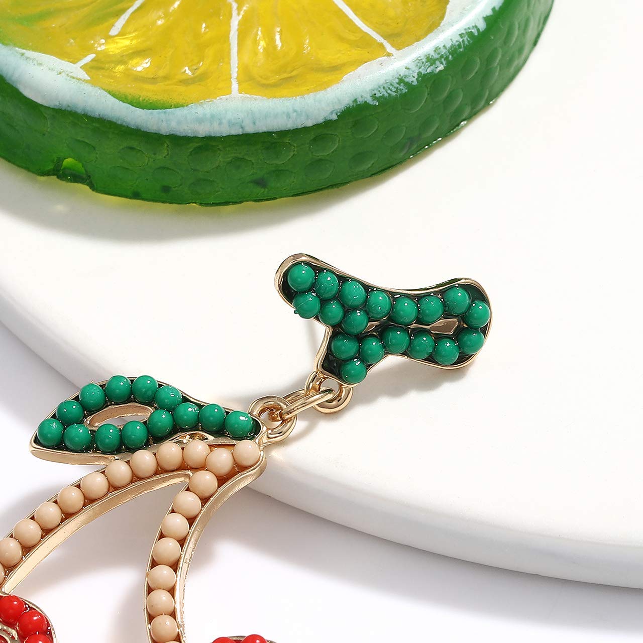 Handmade Boho Beaded Drop Earrings for Women - Tropical Fruit & Flamingo Seed Bead Dangle Earrings - Perfect for Summer, Beach Vacations & Boho Fashion Accessories