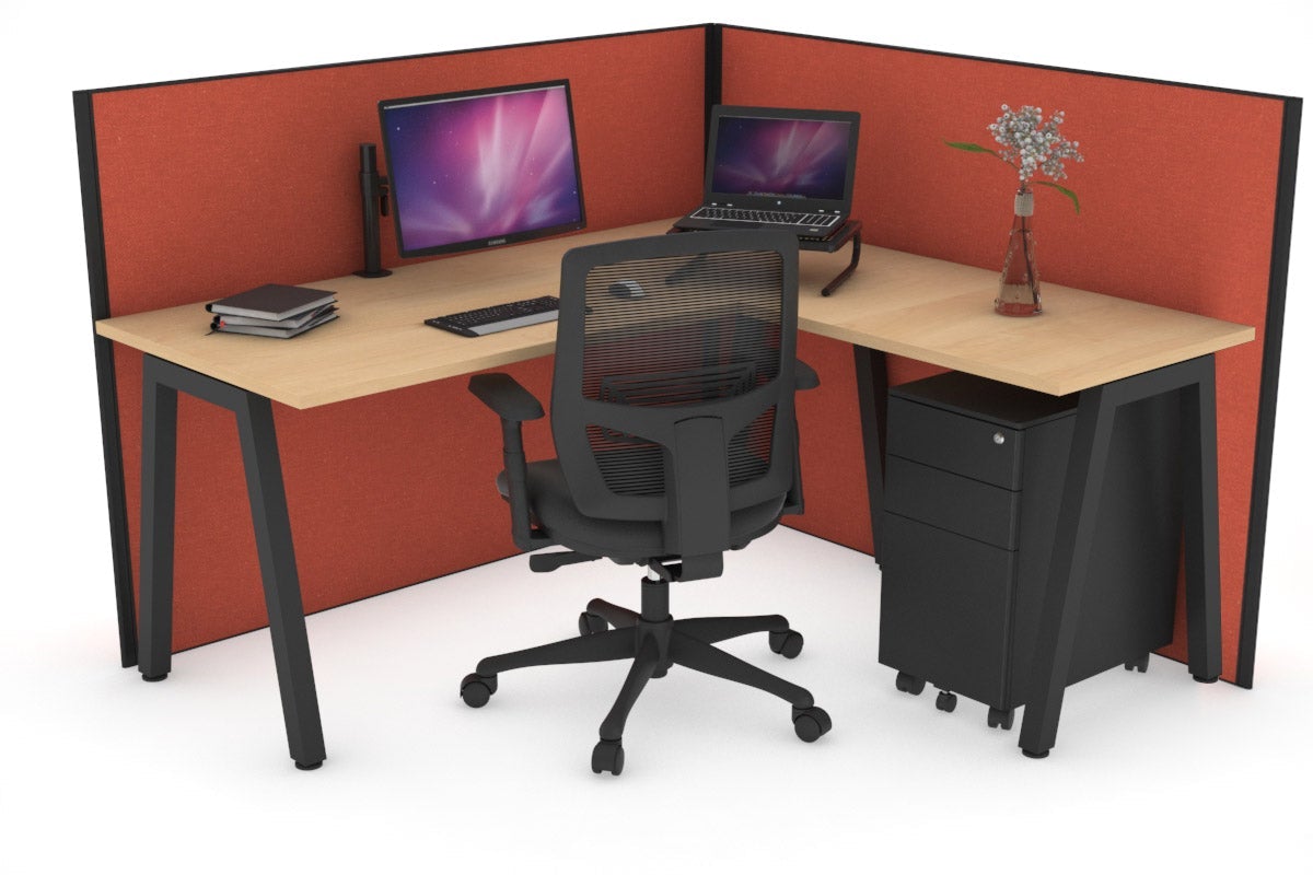 Horizon Quadro A Legs L-Shaped Corner Office Desk - 1400L x 1450W - Modern Home Office Workstation for Small Spaces | Perfect for Gaming, Study & Remote Work