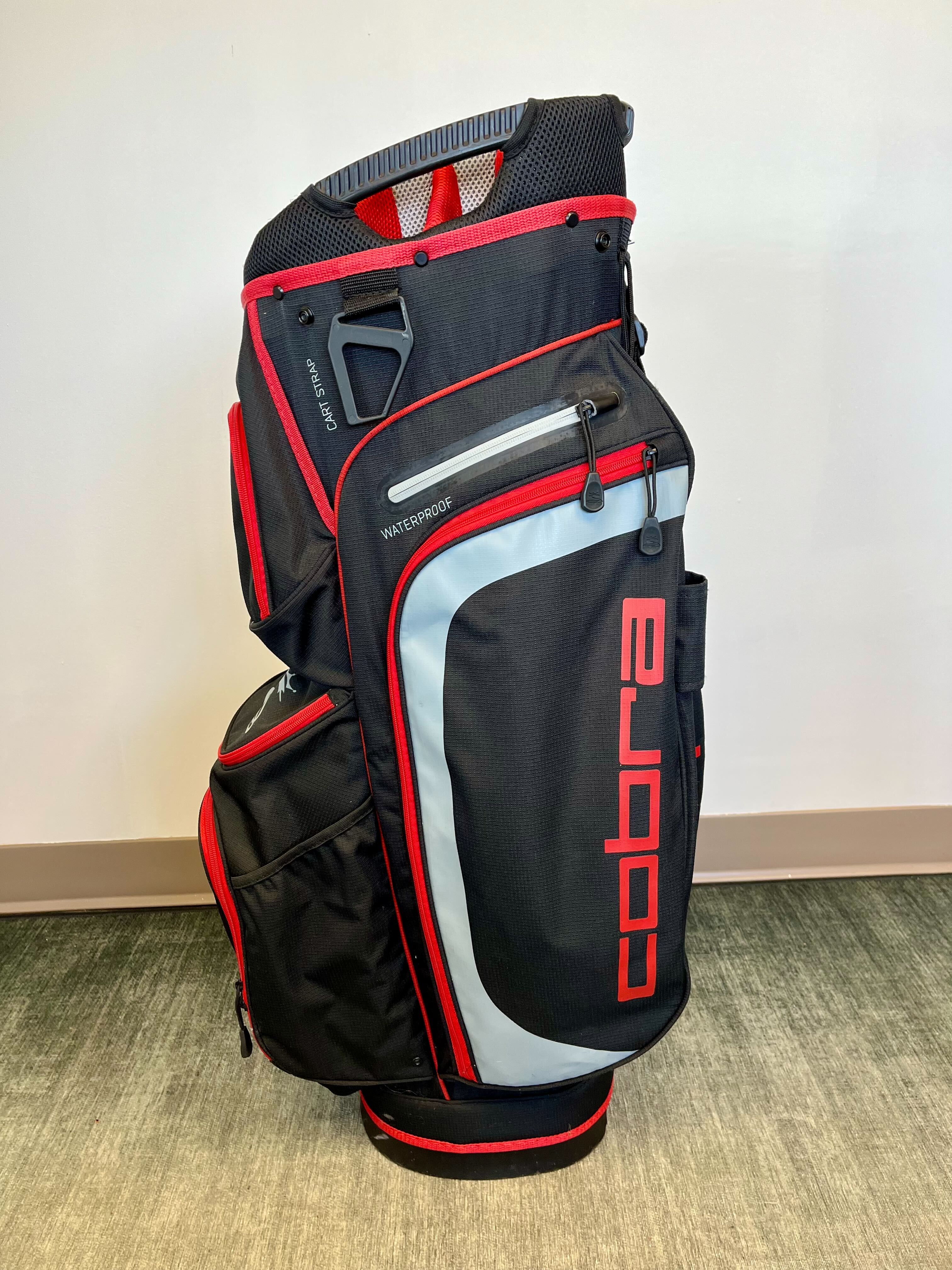 Premium Cobra Golf Cart Bag - 13 Dividers, 7 Pockets, Adjustable Strap & Waterproof Rain Cover - Ideal for Golfers & Country Club Use