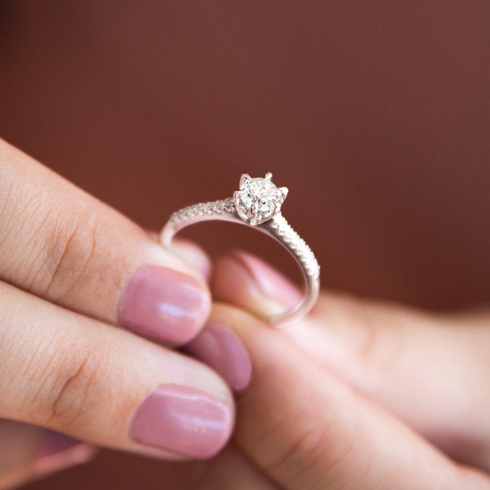 18K White Gold 0.60 Carat Solitaire Diamond Engagement Ring with 1/2 Carat GIA Certified Center Stone - Perfect for Proposals, Anniversaries & Special Occasions