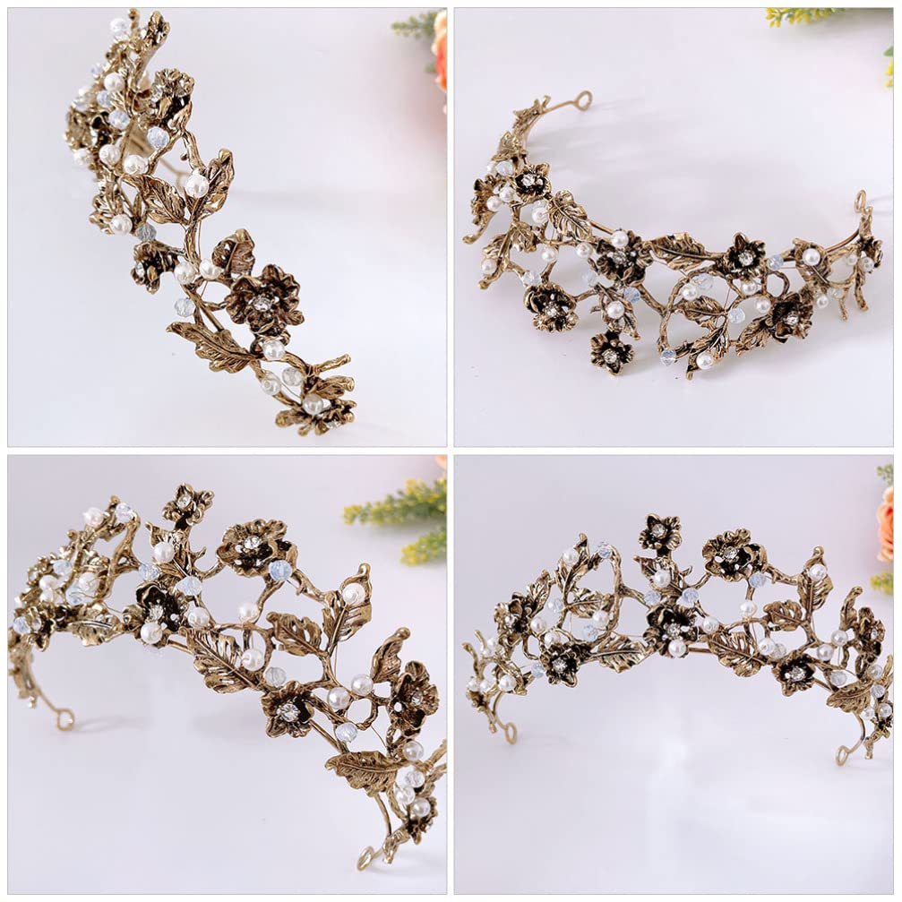 Beavorty Elegant Crown Headband - Wedding Bridal Headpiece with Imitation Pearls, Birthday Party Hair Accessories for Girls, Prom & Special Occasions