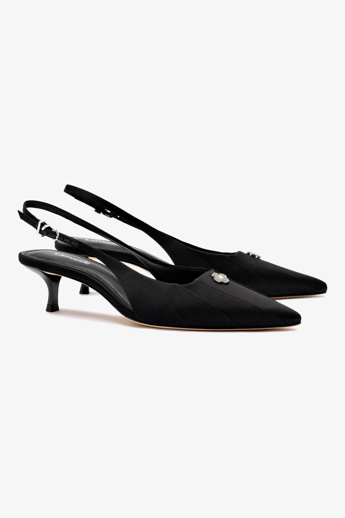 Maxine Pump Shoes for Women - Black Fabric Comfortable Heels for Work, Party & Special Occasions