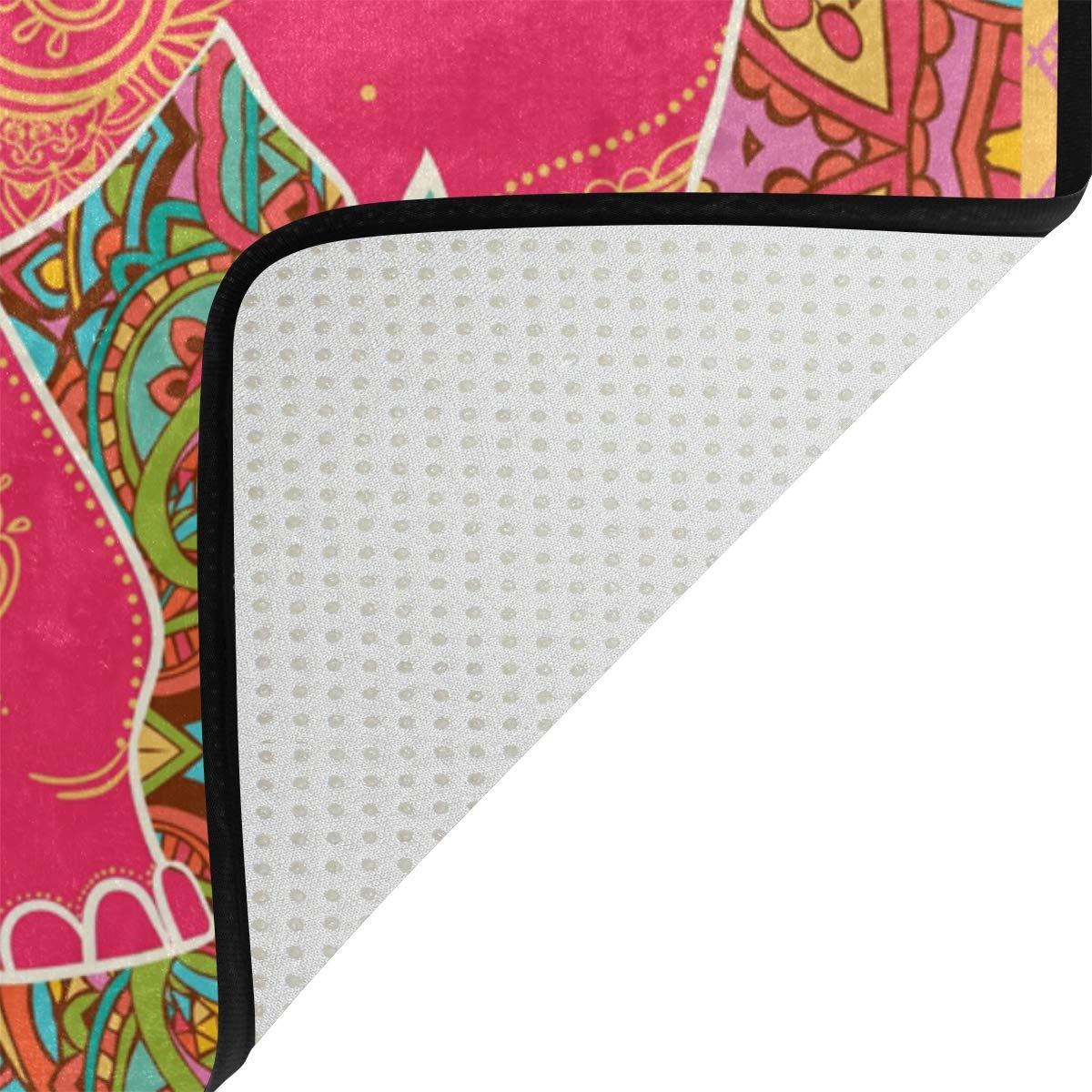 Non-Slip Elephant Boho Paisley Indoor Door Mat - 23.6 x 15.7 Inch Entryway Floor Mat for Home, Apartment & Office - Perfect for Front Door, Kitchen & Mudroom
