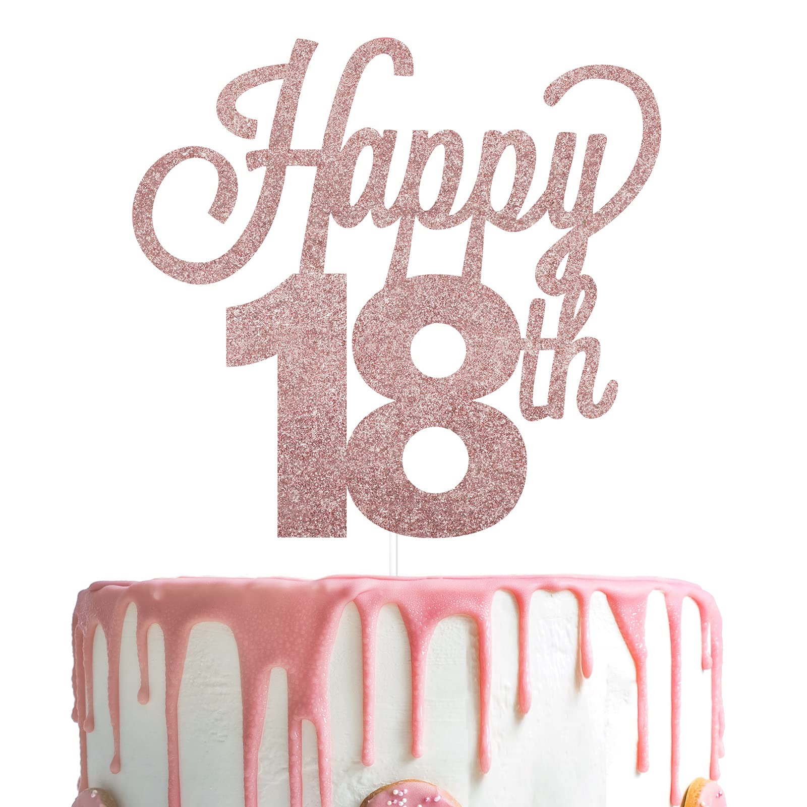 Happy 18th Birthday Cake Topper - Cheers to Eighteen Years Old Party Decorations - Perfect for Milestone Birthday Cakes, Sweet 16 to 18 Celebrations & Coming of Age Parties