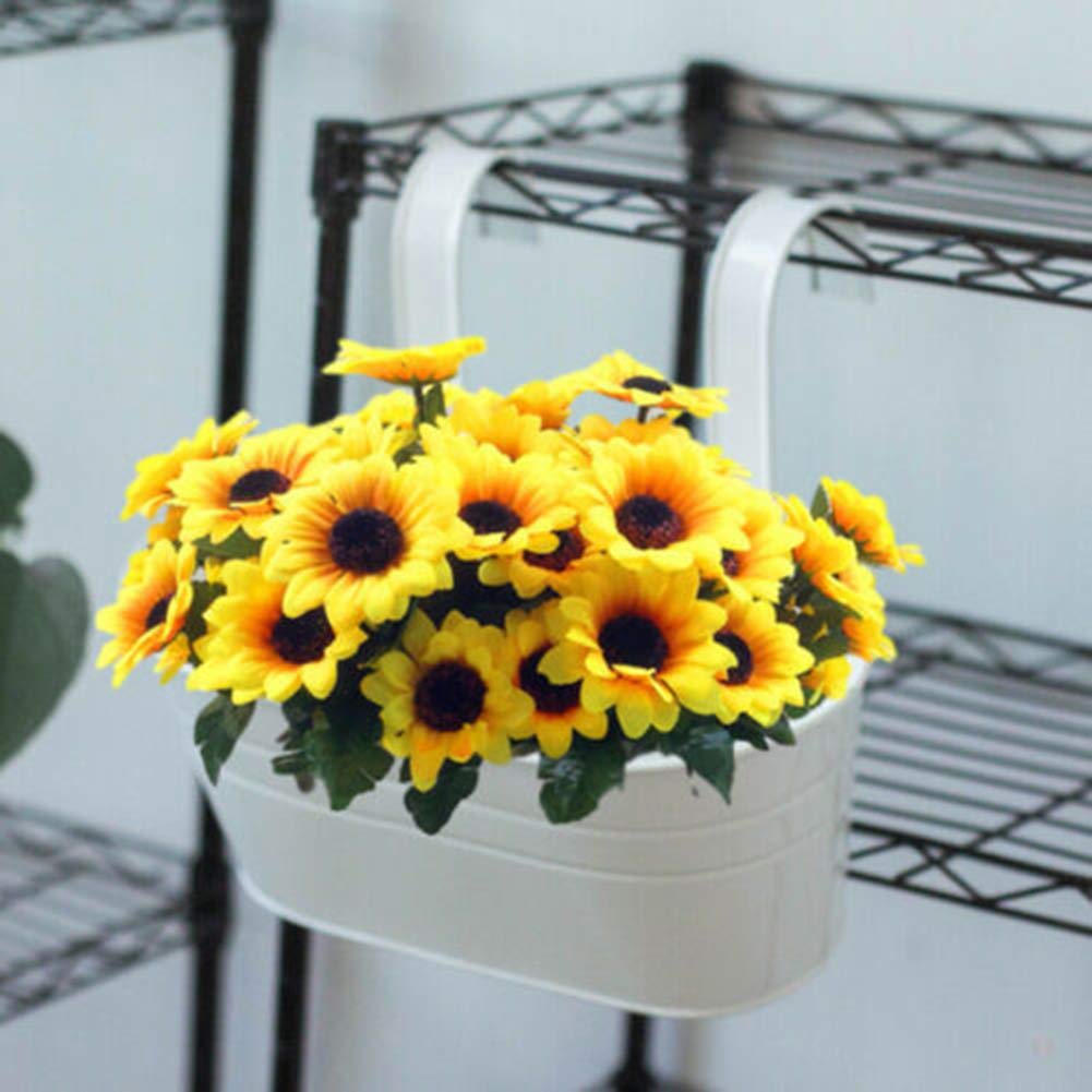White Oval Metal Hanging Planter - 22.5 x 9.5 CM Flower Pot for Balcony, Garden, Fence & Home Decor - Perfect for Indoor Plants, Succulents & Herbs