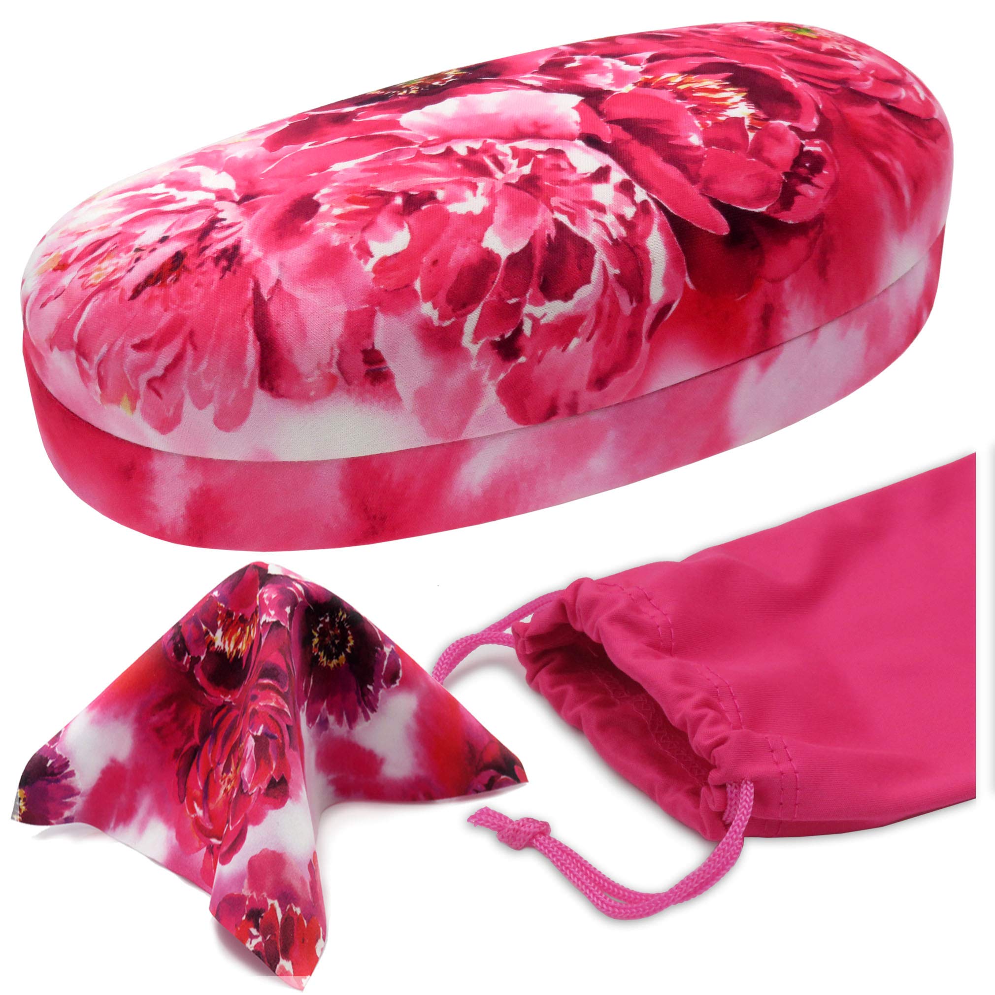 **Hard Shell Sunglasses Case for Women - Durable Eyeglass Holder with Pouch & Cleaning Cloth - Perfect for Travel, Work, and Everyday Use**