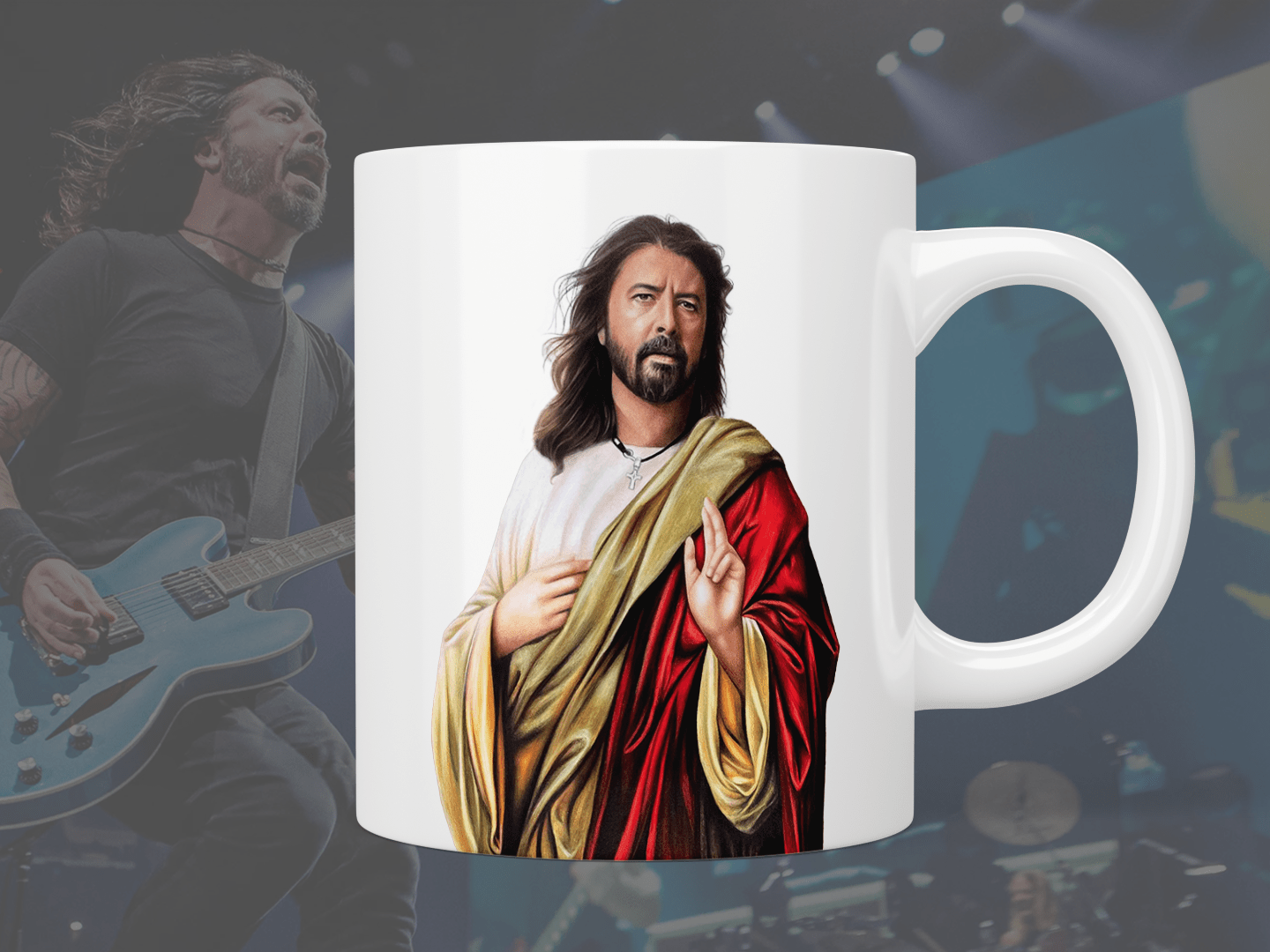 Official Saint Dave Grohl Coffee Mug - Foo Fighters Band Merch Gift for Fans - Perfect for Home, Office & Rock Music Lovers