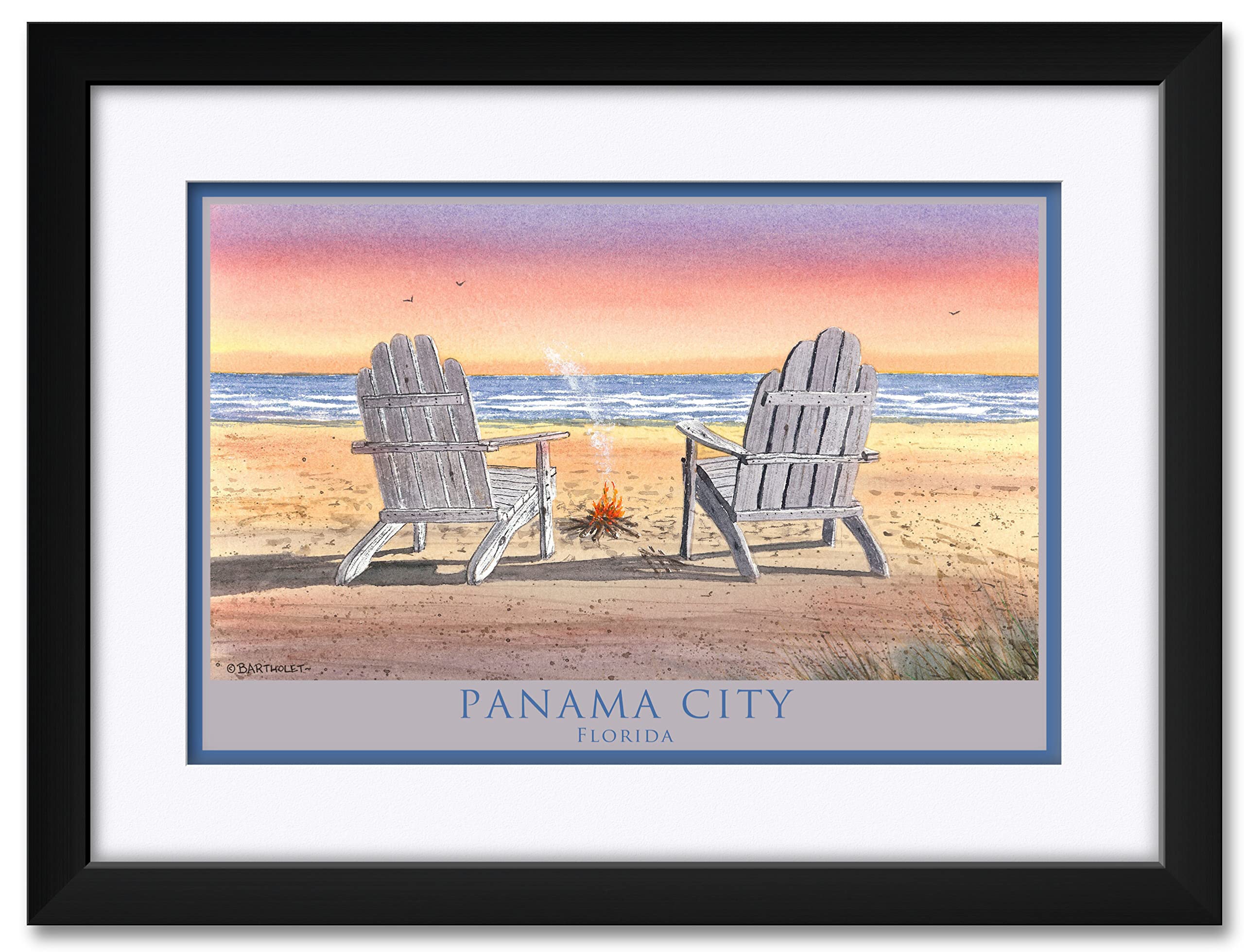 Panama City Florida Beach Adirondack Chairs Watercolor Art Print - 18