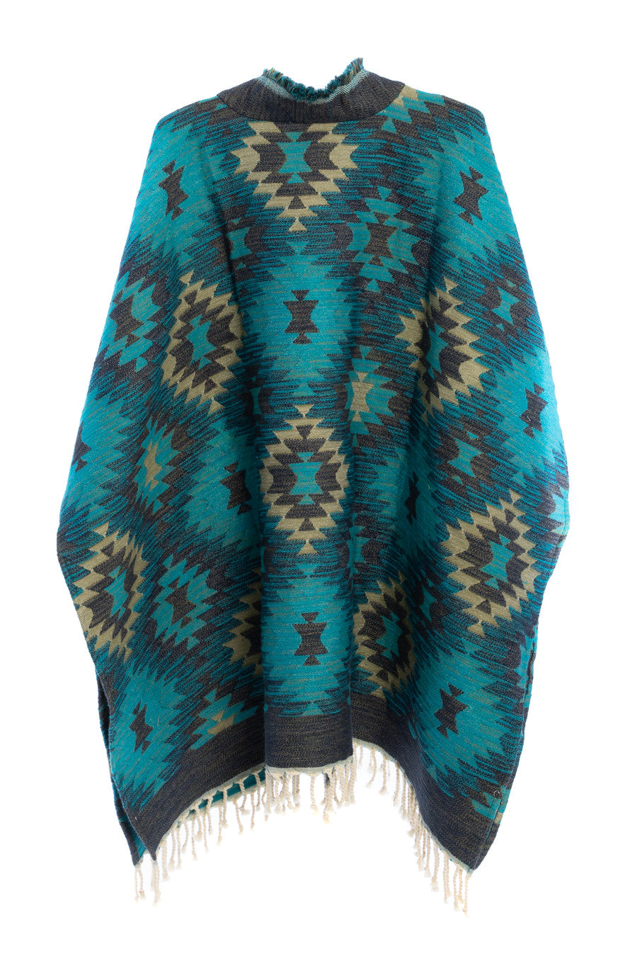 Aztec Fringed Ruana Poncho - Boho Chic Women's Shawl Wrap with Tassels | Perfect for Fall Fashion, Music Festivals & Cozy Layering