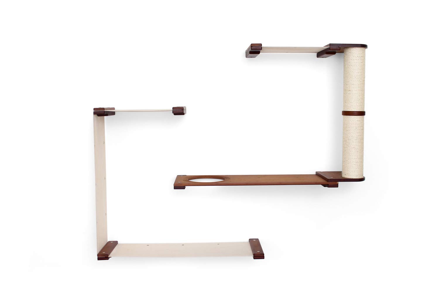 Catastrophic Creations Dakota Multi-Level Cat Hammock & Climbing Wall Activity Center - Wall-Mounted Cat Tree Shelves for Indoor Cats, English Chestnut/Natural - Perfect for Small Spaces & Active Cats Playtime