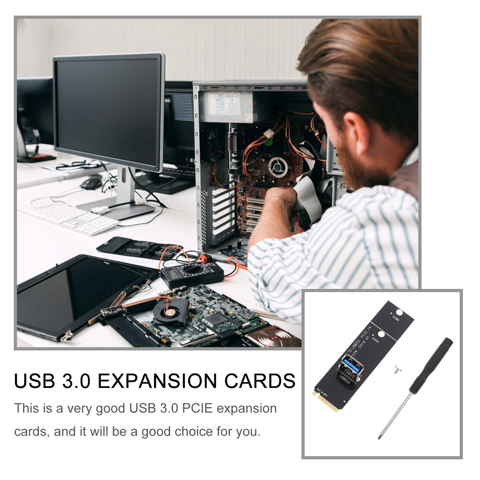 SOLUSTRE 4-Pack PCIe USB 3.0 Expansion Cards - High-Speed USB 3.0 Riser Card for Desktop Computers, Laptops & Workstations | Upgrade Your PC with Extra USB Ports for Gaming, VR, Peripherals & External Storage