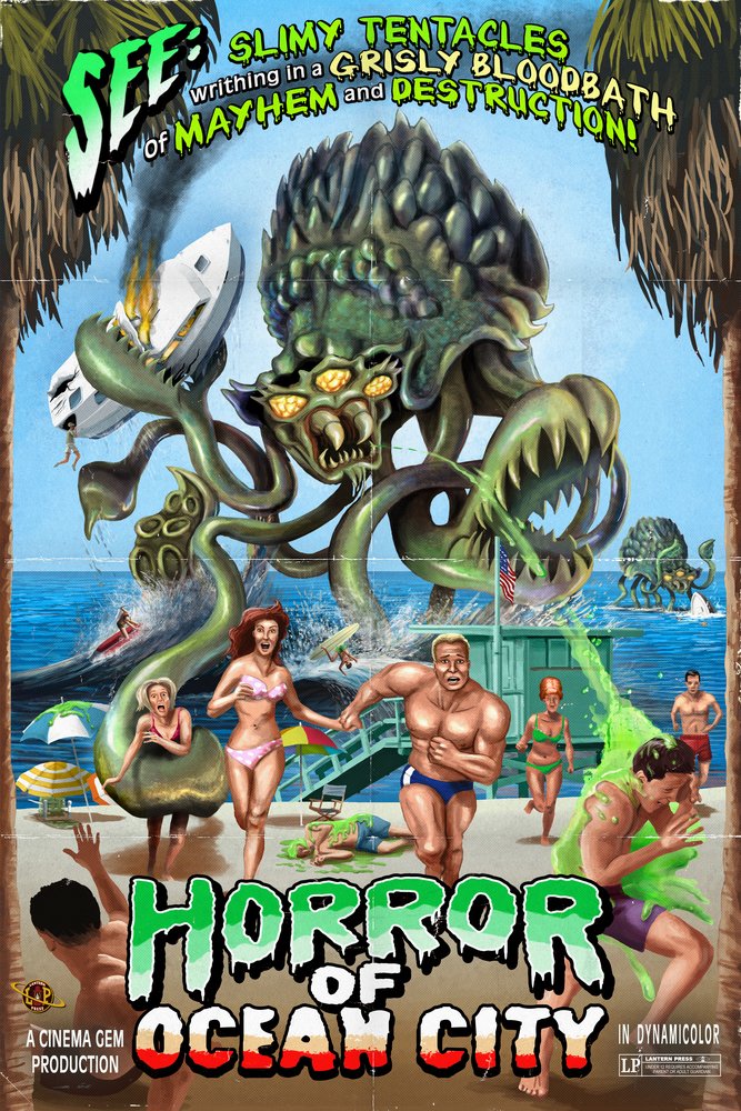Ocean City New Jersey Alien Attack Poster - 12x18 Inch Vintage Sci-Fi Wall Art for Home, Office & Game Room Decor - Perfect for Movie Lovers & UFO Enthusiasts