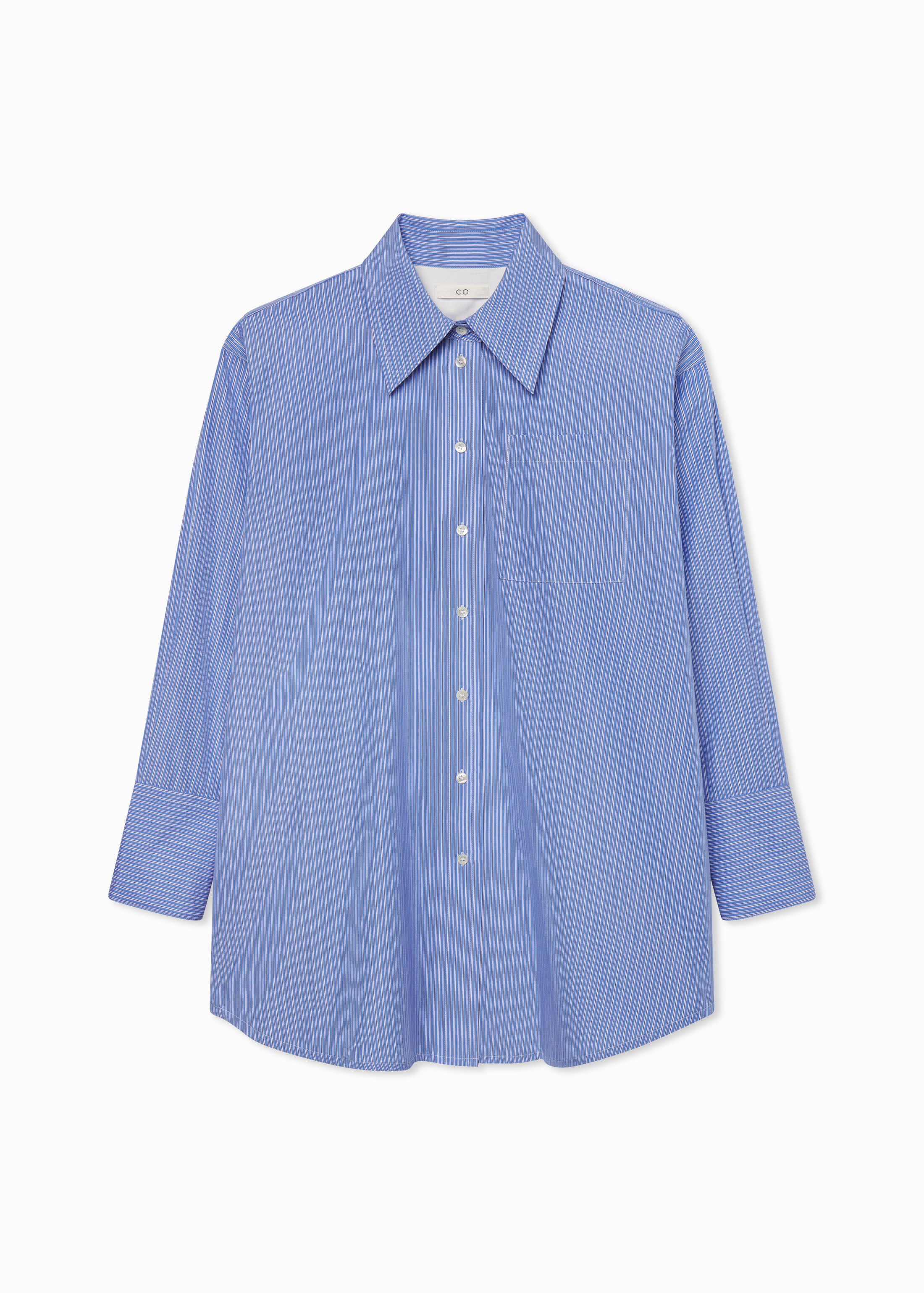 Women's Cotton Button Down Tunic Shirt - Blue Multi Color Floral Print - Casual & Office Wear for Everyday Style