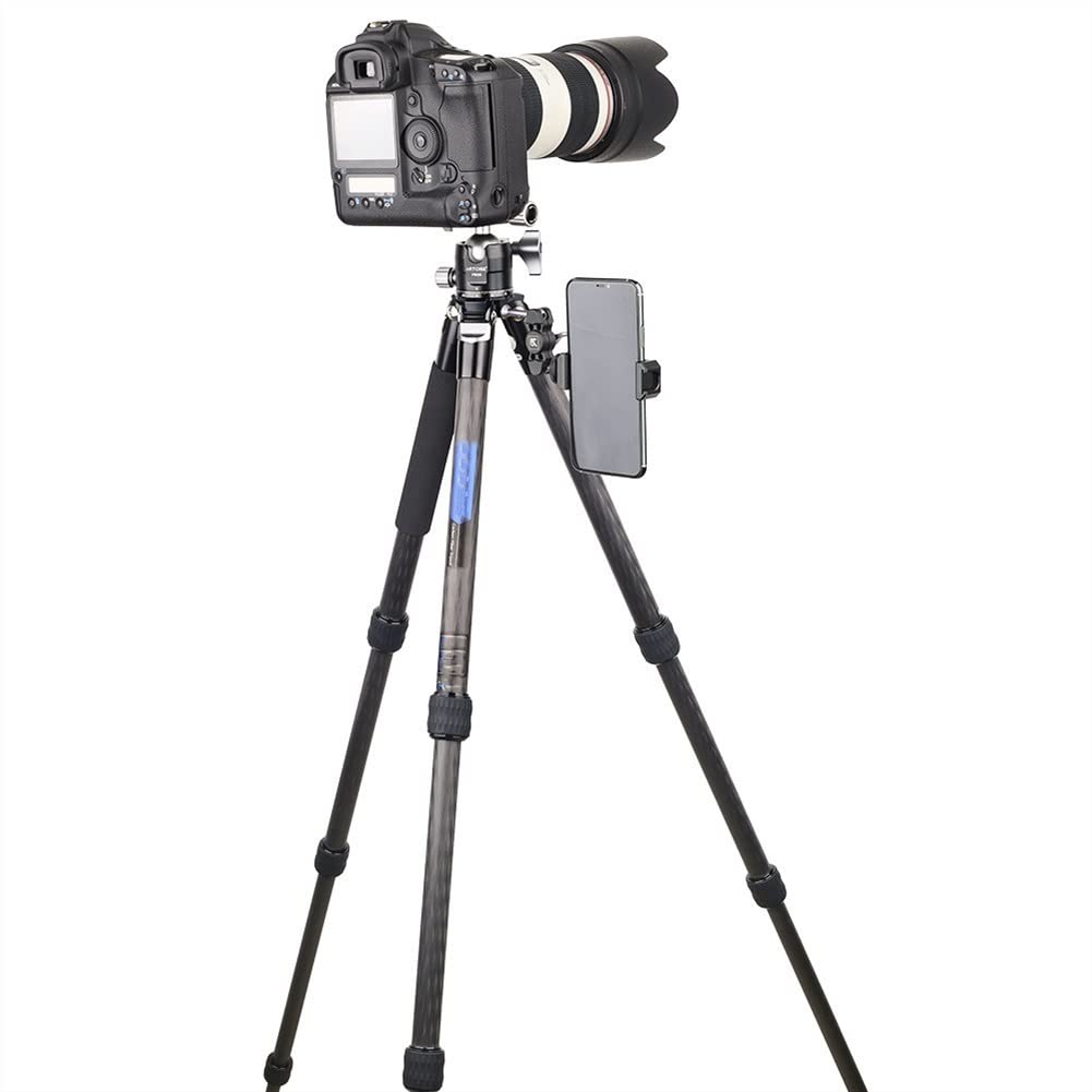 Professional Carbon Fiber Camera Tripod - Lightweight & Compact Travel Tripod with Low Gravity Center Ball Head - DSLR/Smartphone Stand for Photography, Vlogging & Outdoor Shooting (Color Options Available)