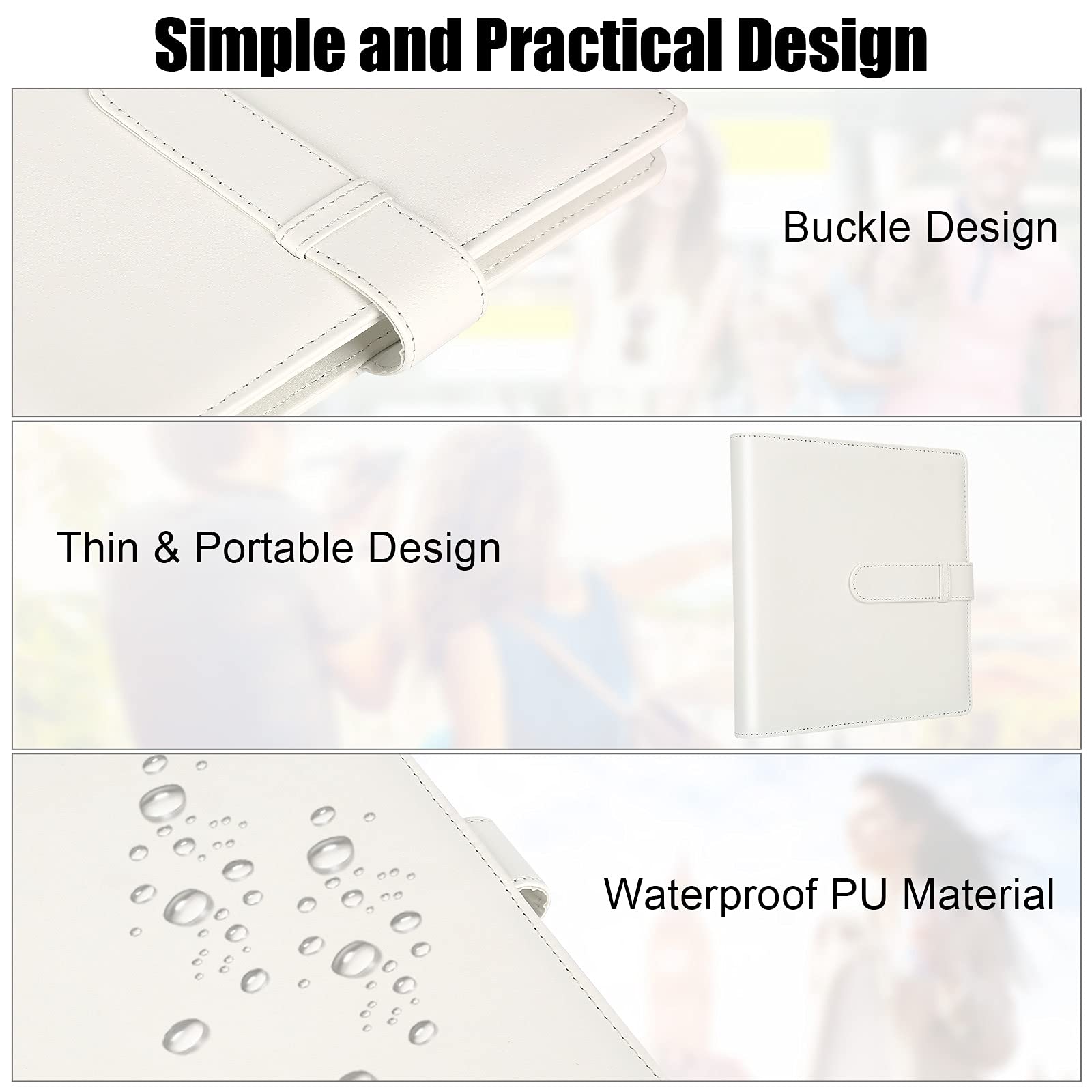 256-Pocket Leather Photo Album for Fujifilm Instax Mini 12/11/9/40/90/8/7 & Polaroid Instant Cameras - Holds 2x3 Inch Photos (White) | Perfect for Wedding, Baby, Travel Memories & Home Decor